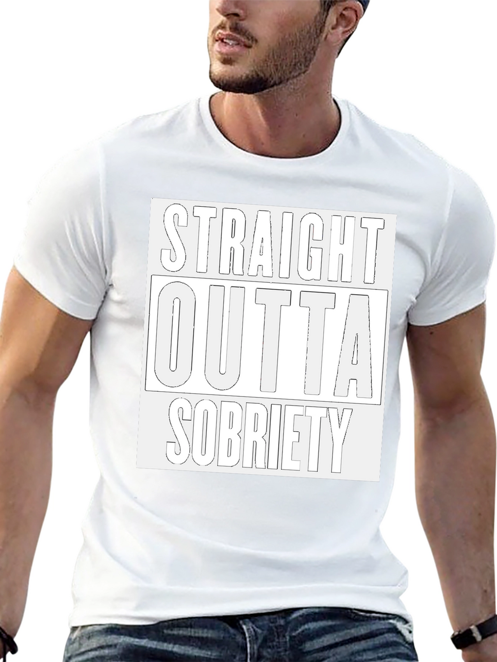 Straight Outta Sobriety Black T-Shirt