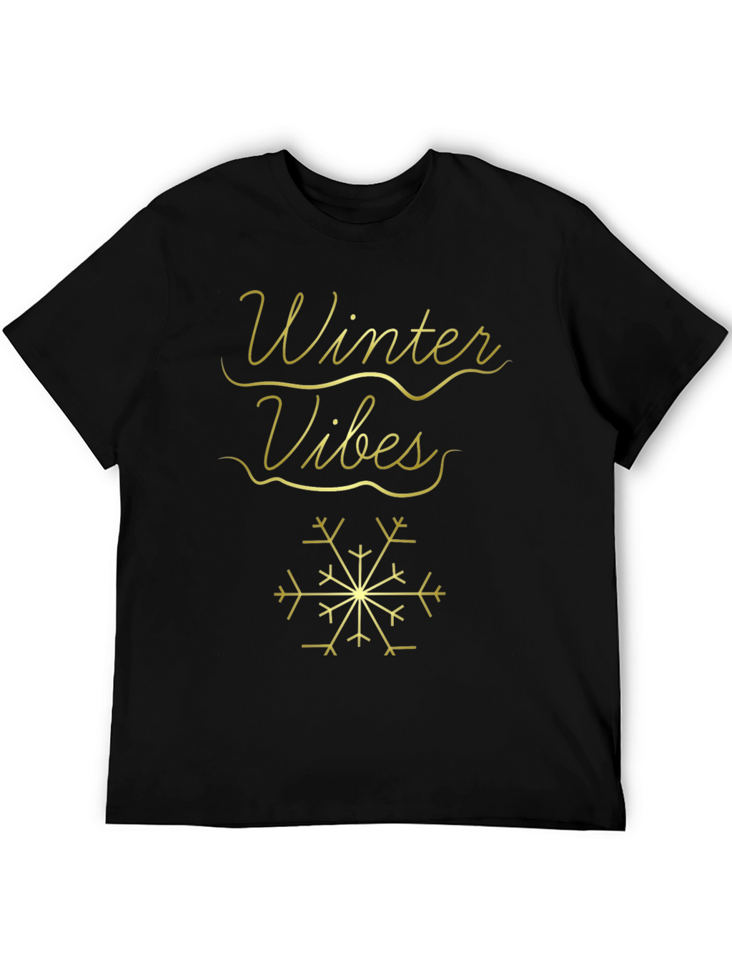 Winter Vibes T-Shirt - Black with Gold Design
