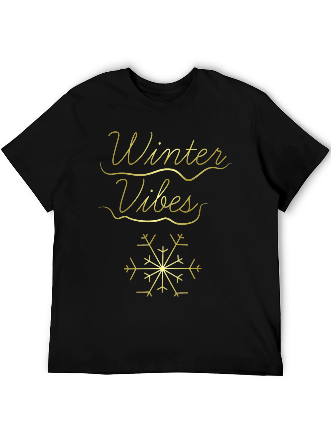Winter Vibes T-Shirt - Black with Gold Design