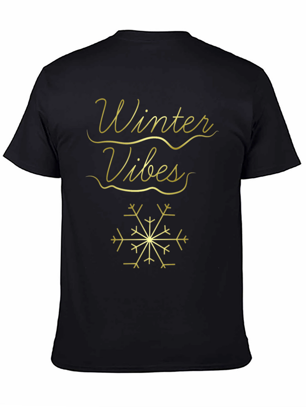 Winter Vibes T-Shirt - Black with Gold Design