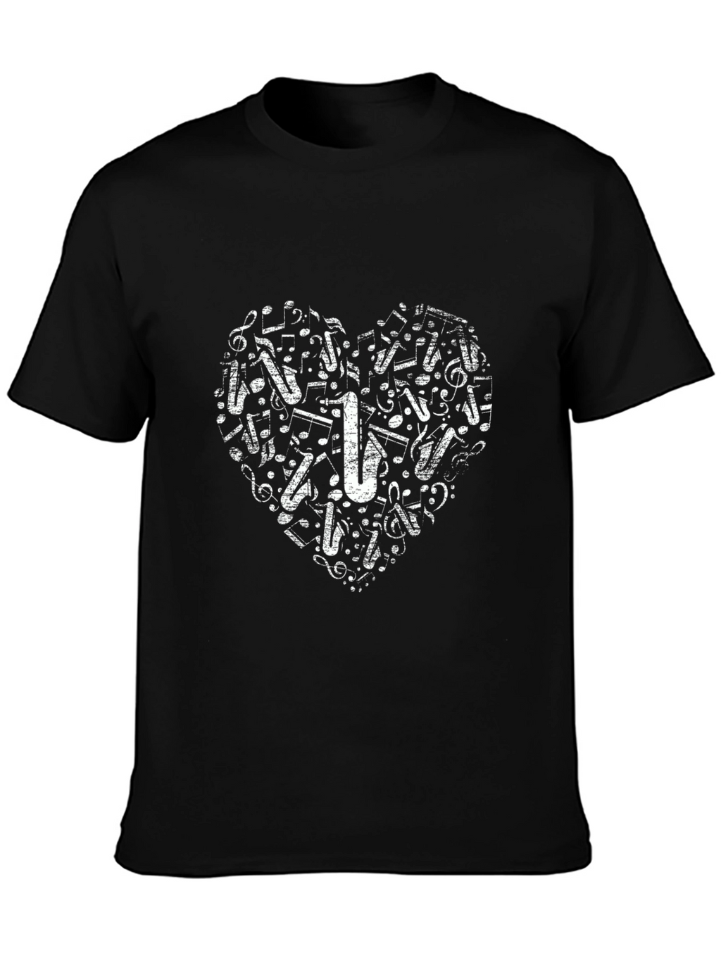 Music Heart Saxophone T-Shirt - Black Cotton Tee