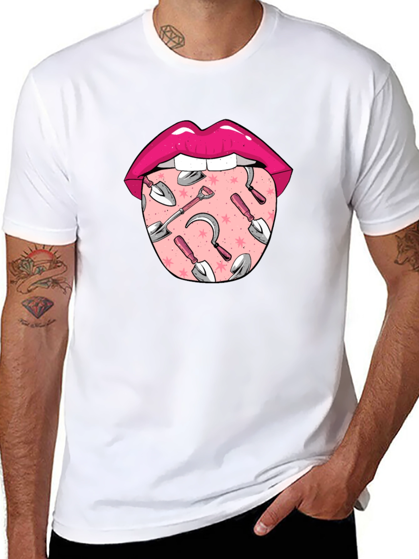 Gardening Tongue Graphic Tee - Black Unisex