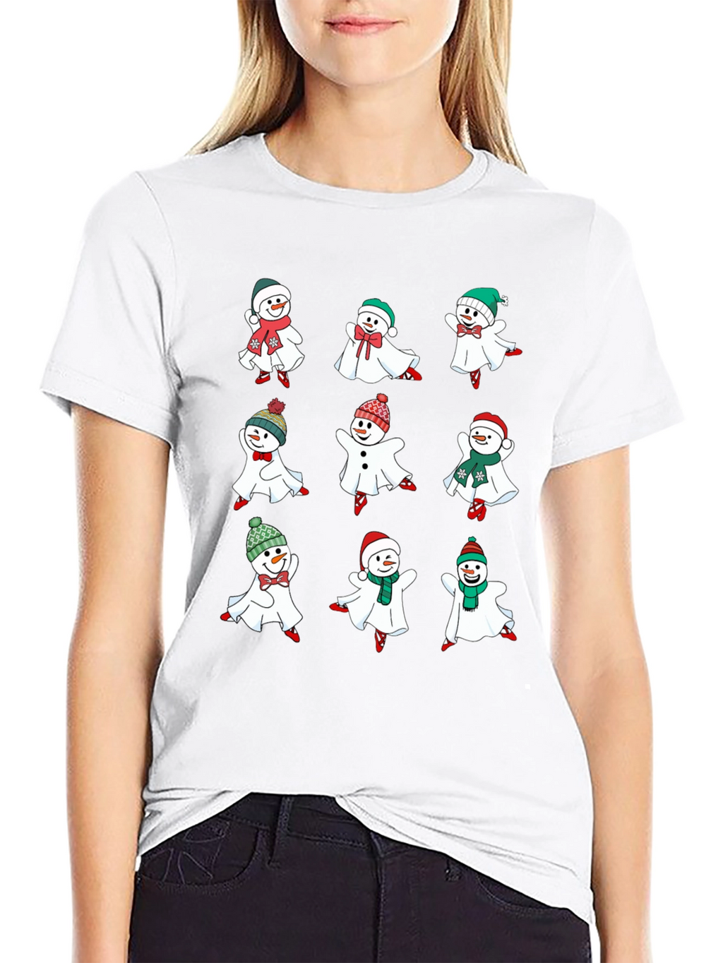 Festive Snowman Ghost Graphic Tee