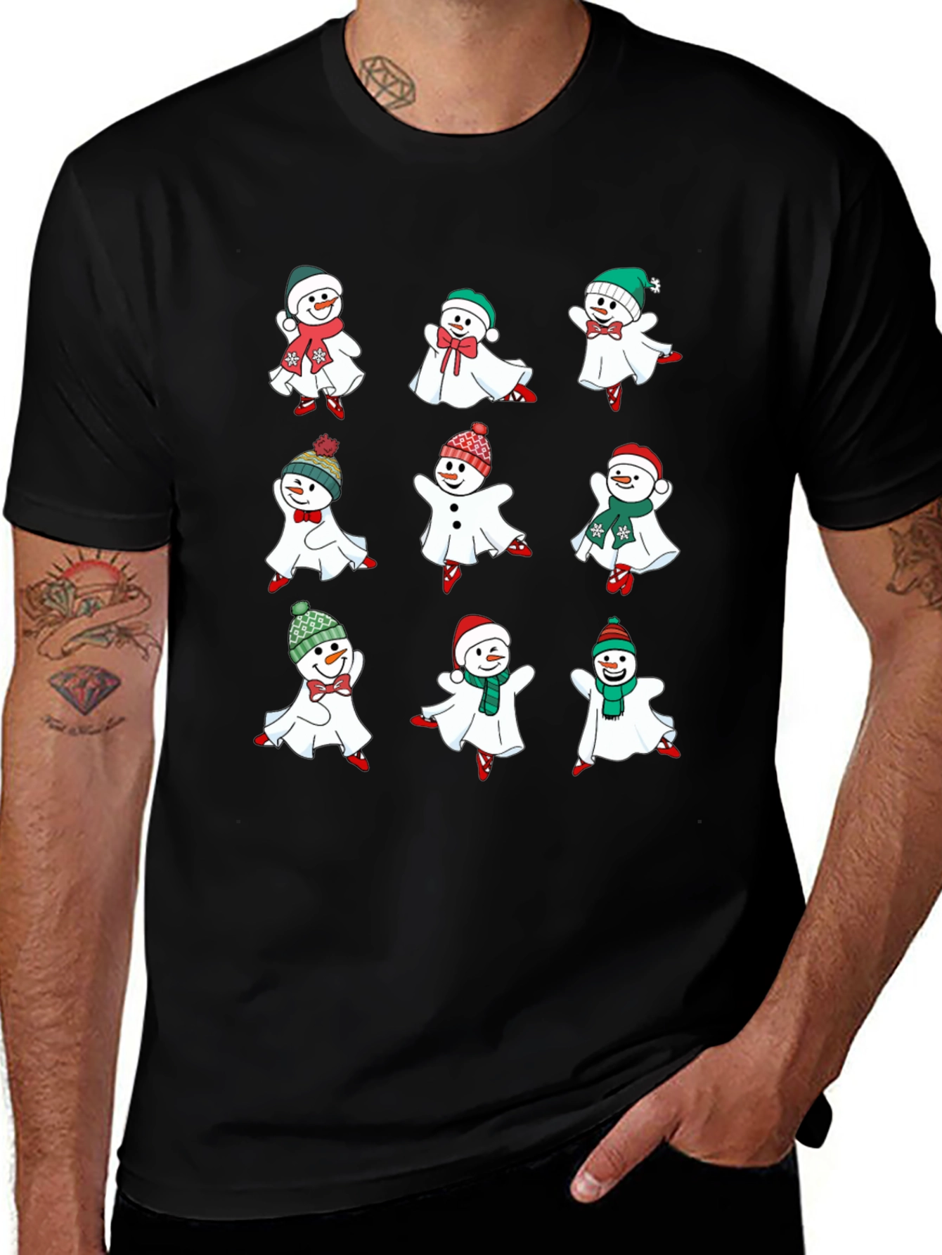 Festive Snowman Ghost Graphic Tee