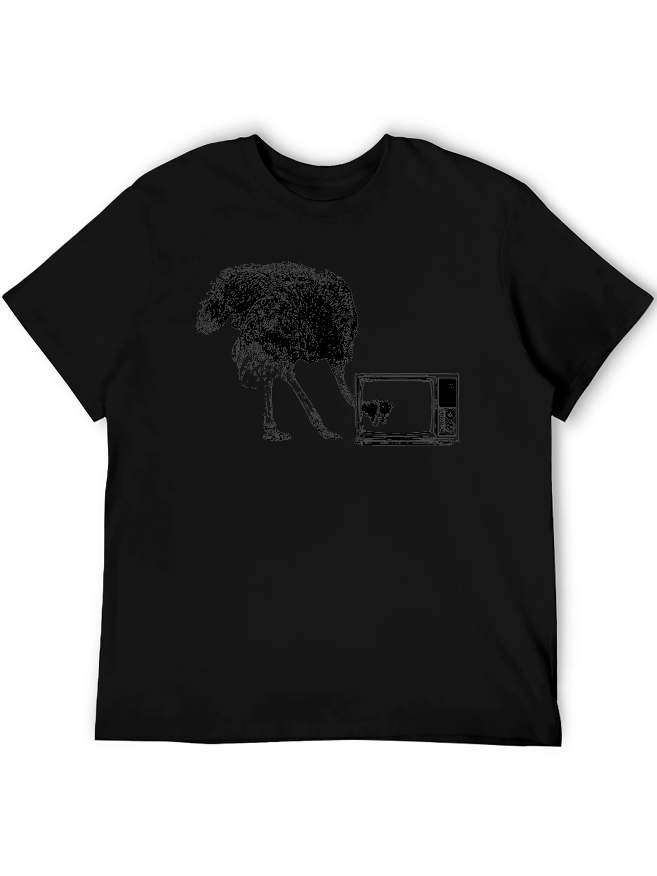 Ostrich TV Black T-Shirt - Unique Graphic Tee