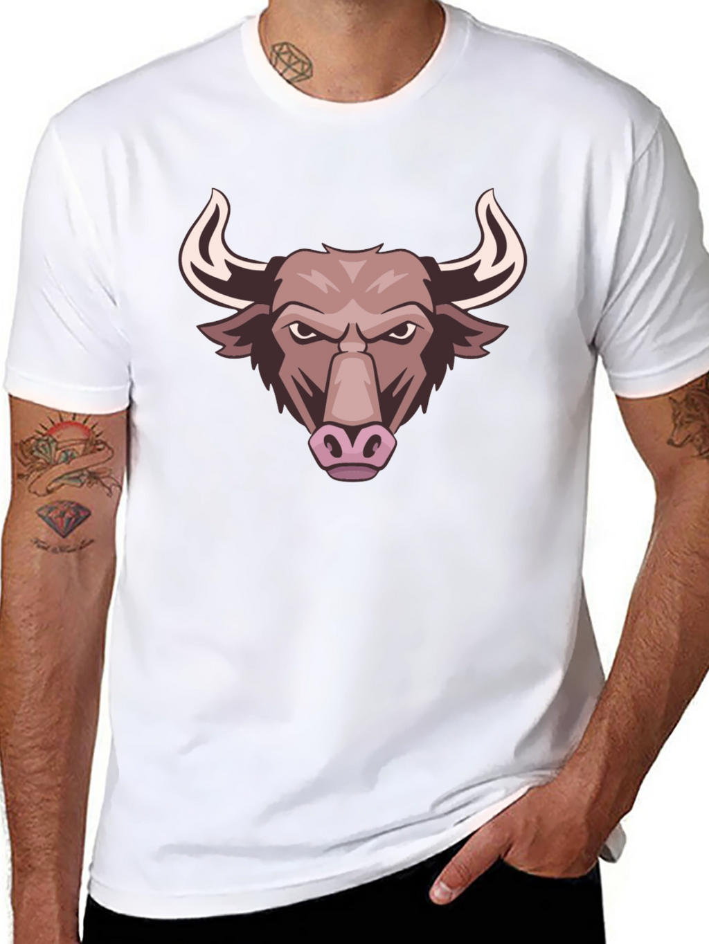 Bull Graphic Tee - Black Cotton T-Shirt