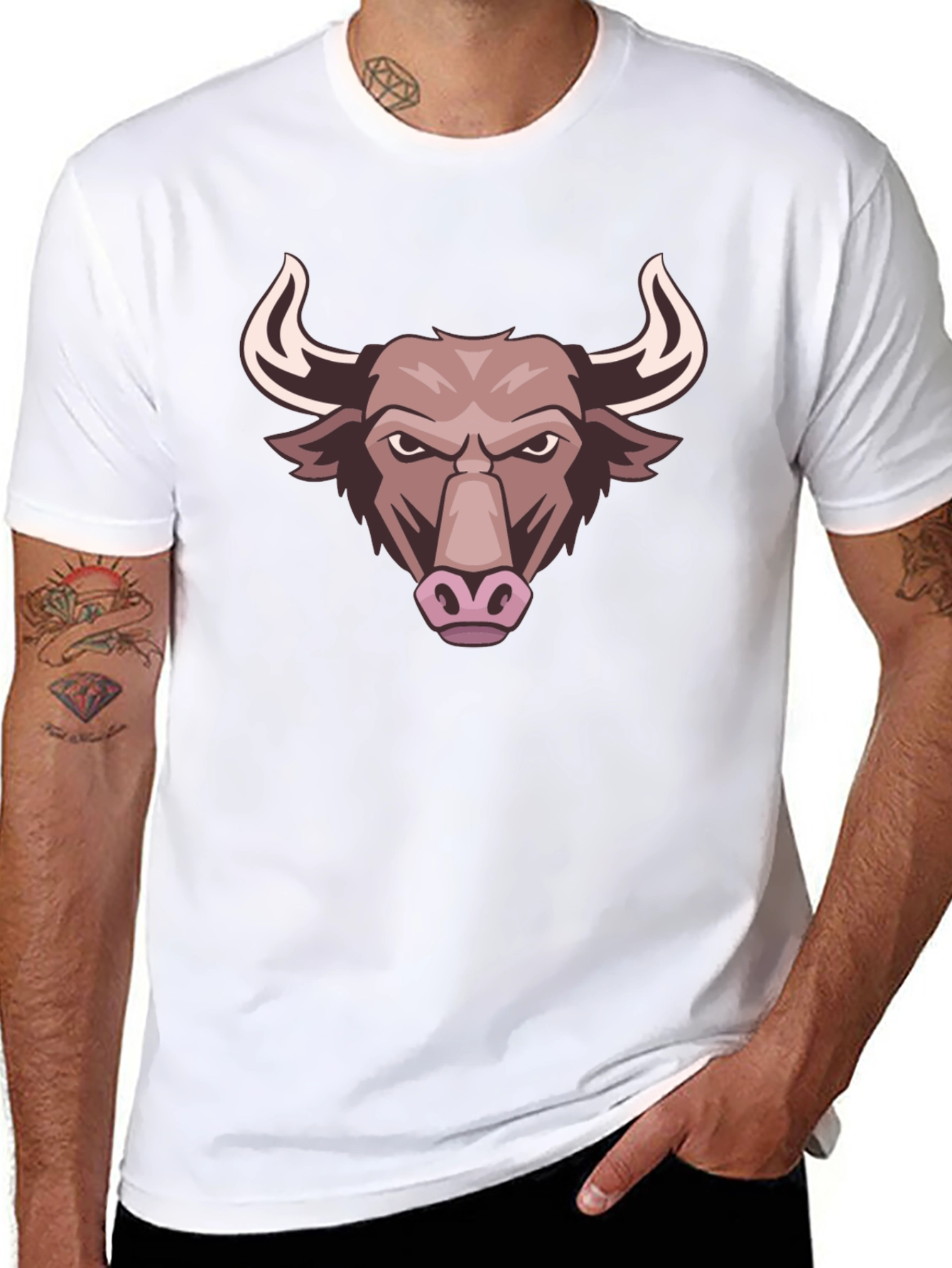 Bull Graphic Tee - Black Cotton T-Shirt