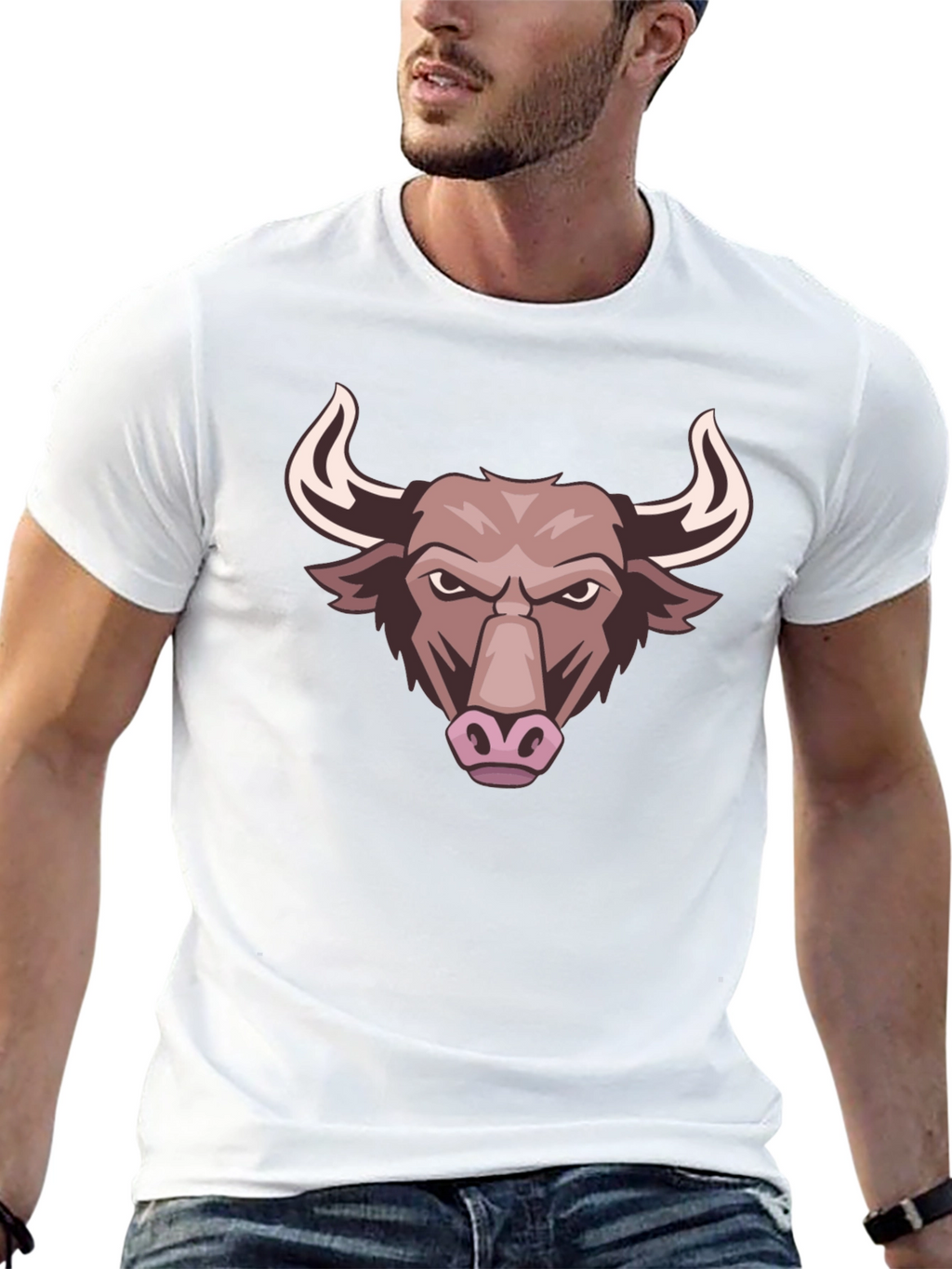 Bull Graphic Tee - Black Cotton T-Shirt