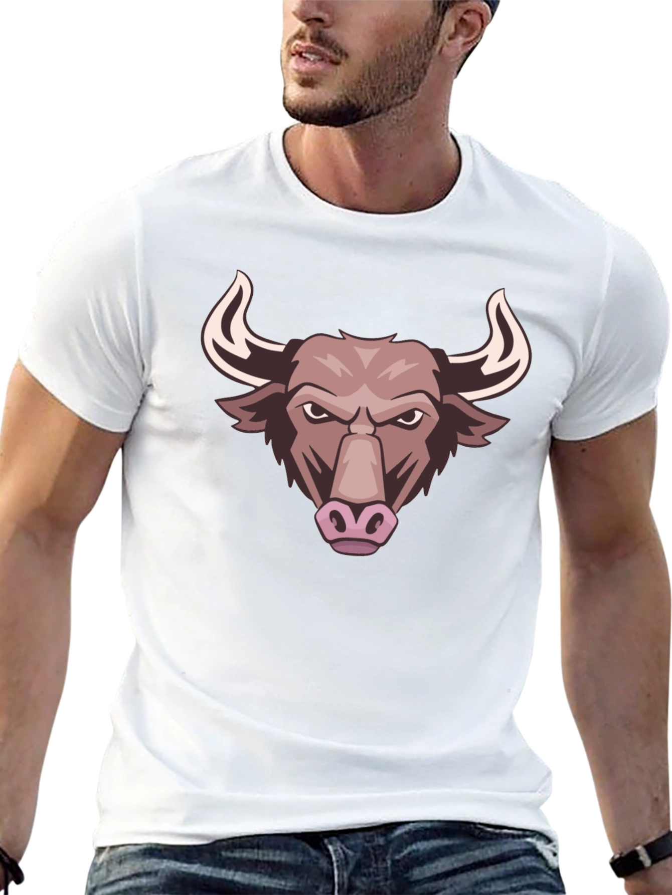 Bull Graphic Tee - Black Cotton T-Shirt