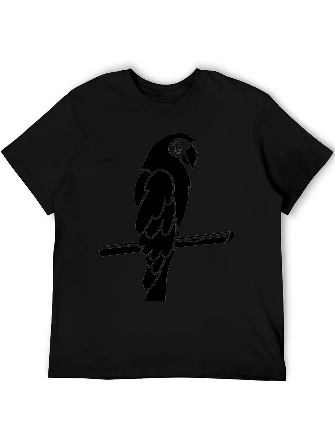 Mens Black Parrot Graphic Tee