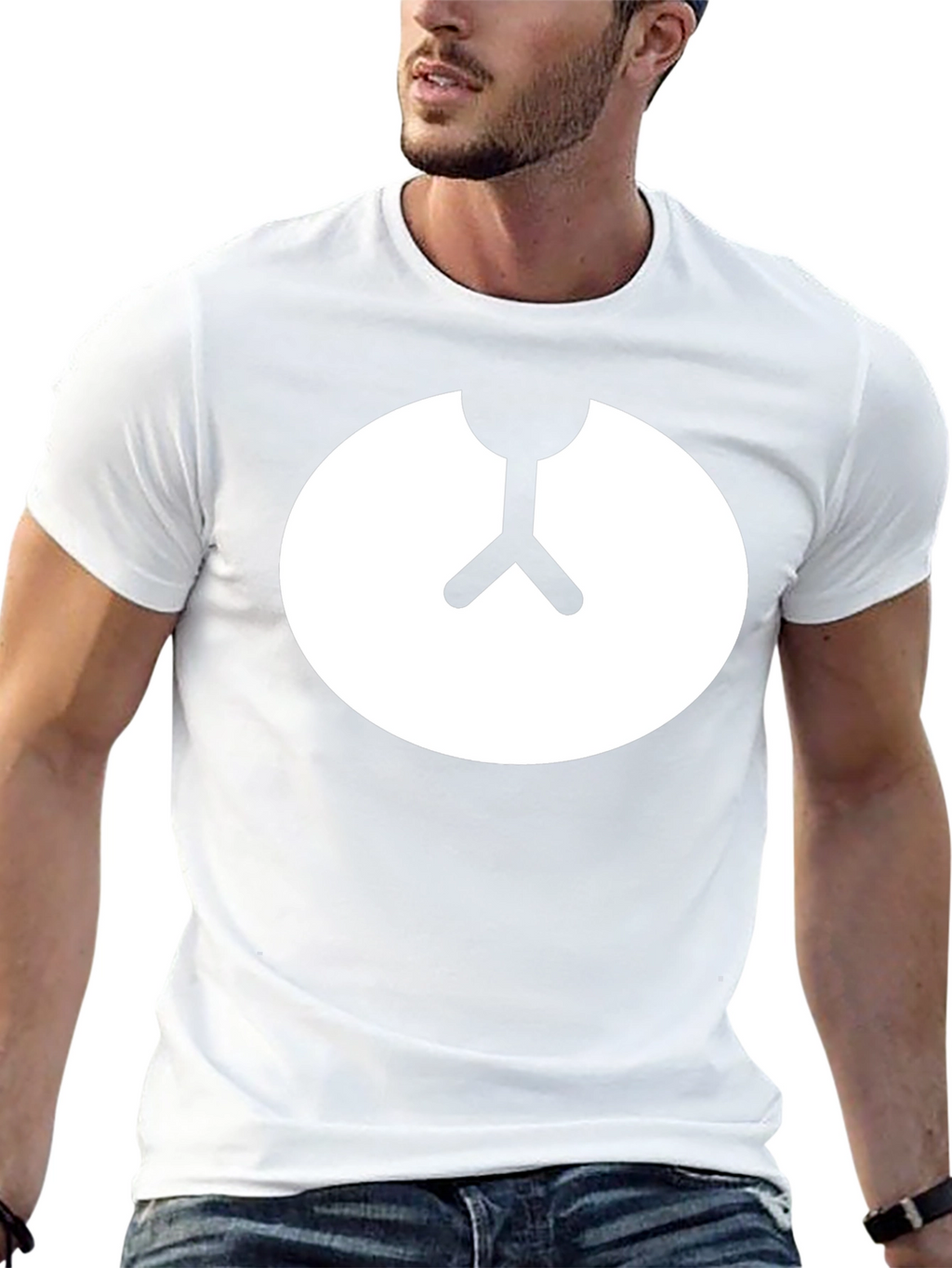 Minimalist Bear Symbol Black Crew Neck Tee