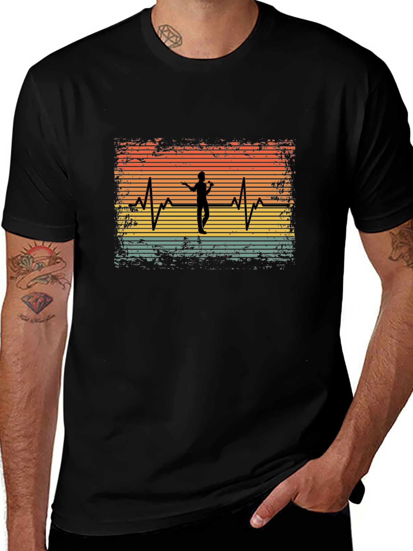 Singer Heartbeat Black Tee - Music Lover