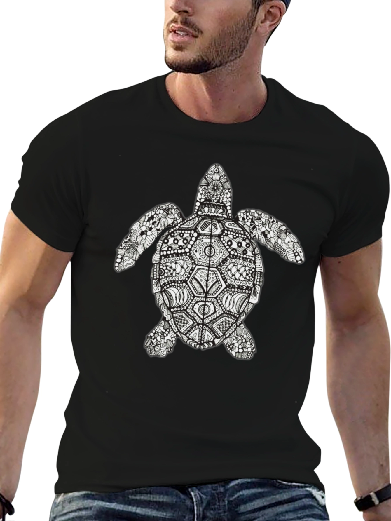 Turtle Graphic Tee - Black Short Sleeve