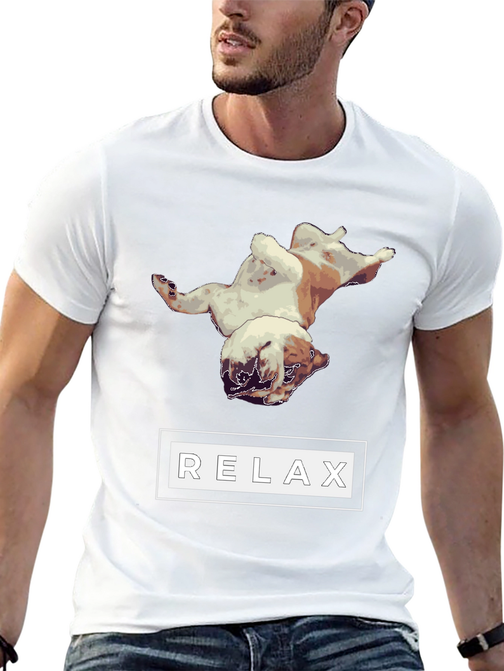 Relaxing Bulldog Graphic Tee - Black