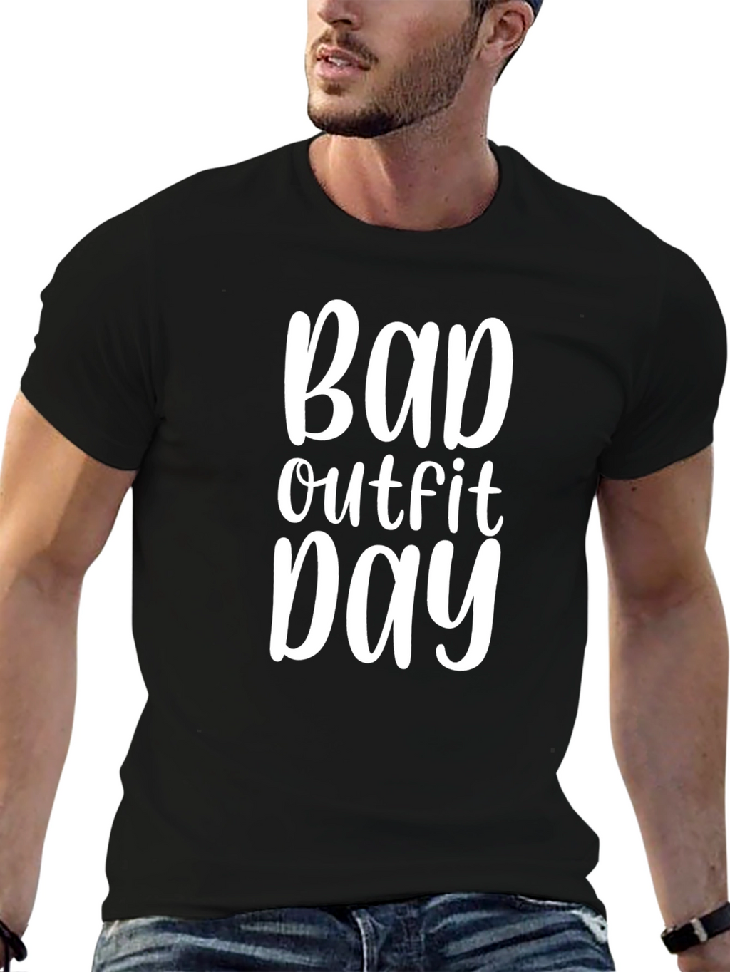 Bad Outfit Day Graphic Tee - Black Cotton T-Shirt