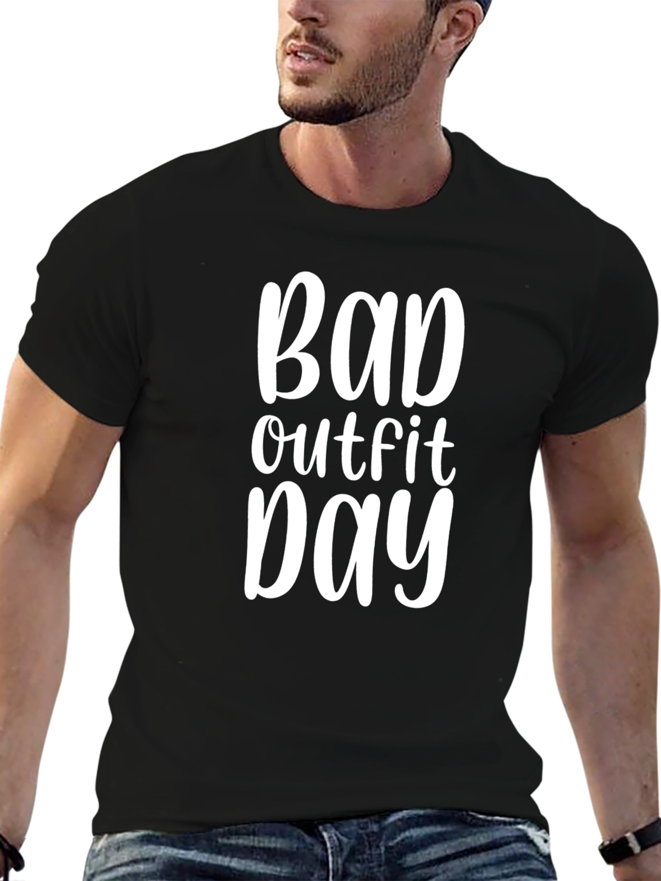 Bad Outfit Day Graphic Tee - Black Cotton T-Shirt