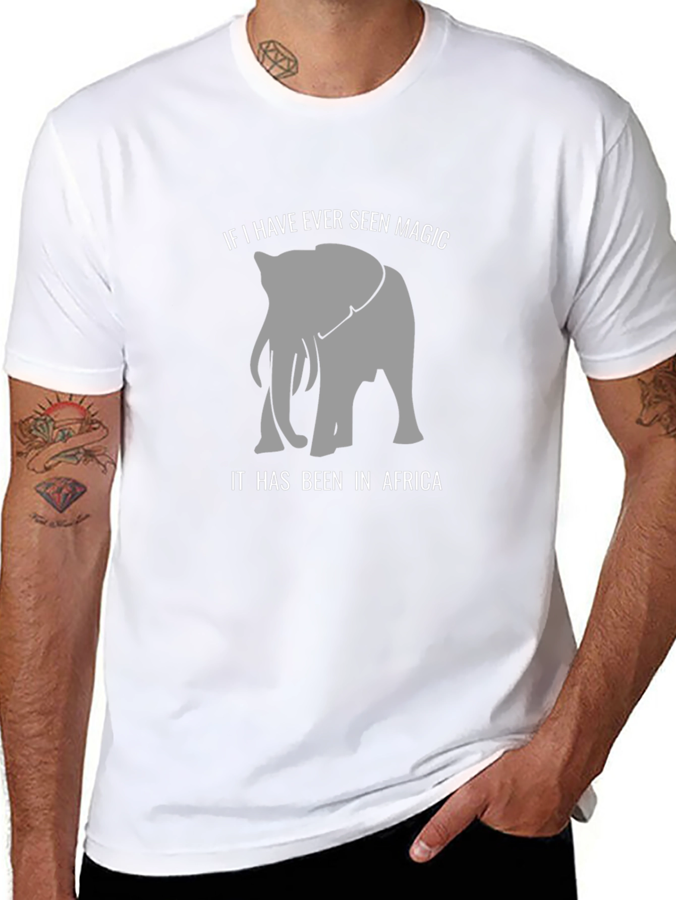Elephant Africa Magic Graphic Tee - Black Cotton T-Shirt
