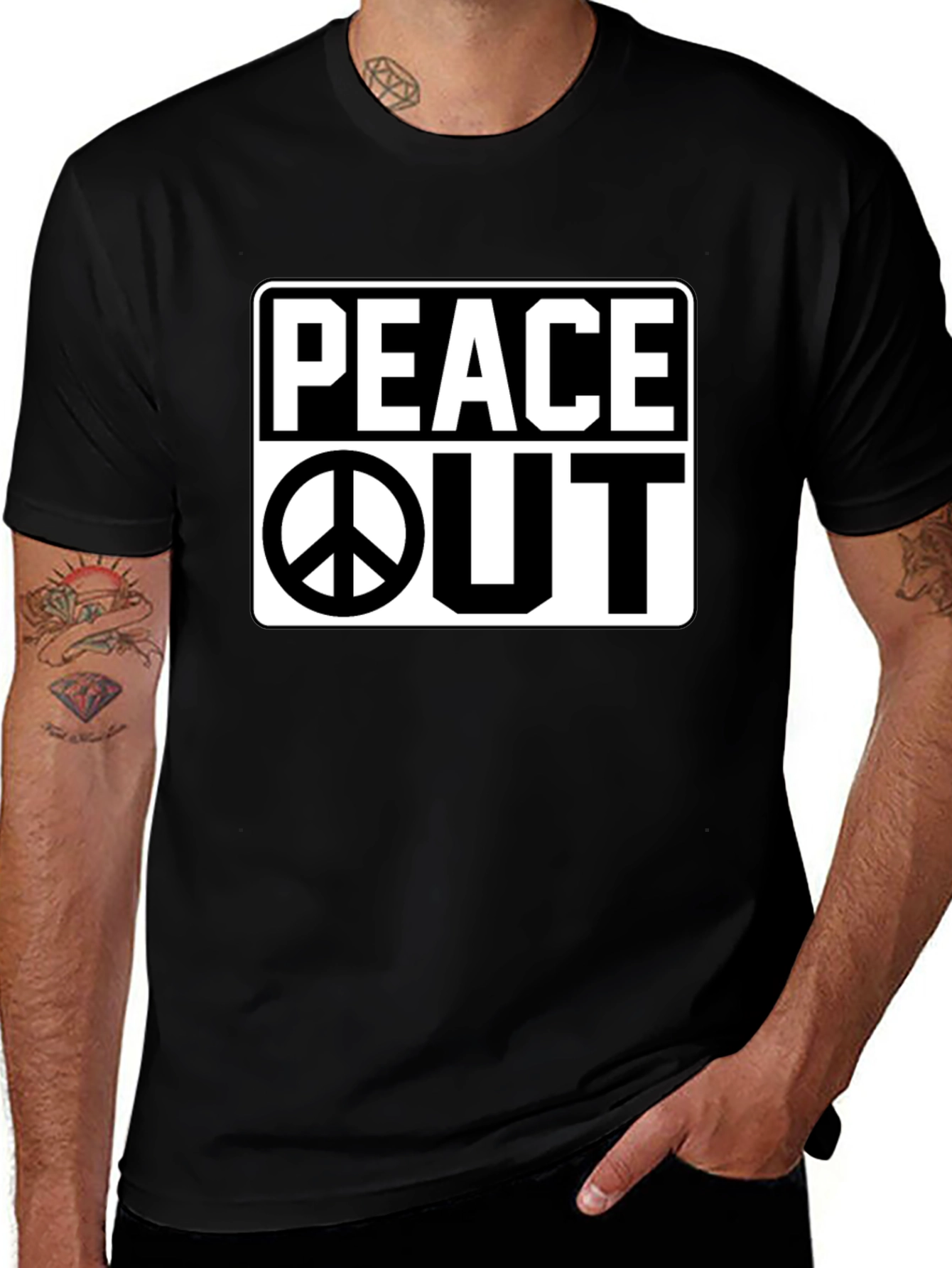 Peace Out Graphic Black T-Shirt