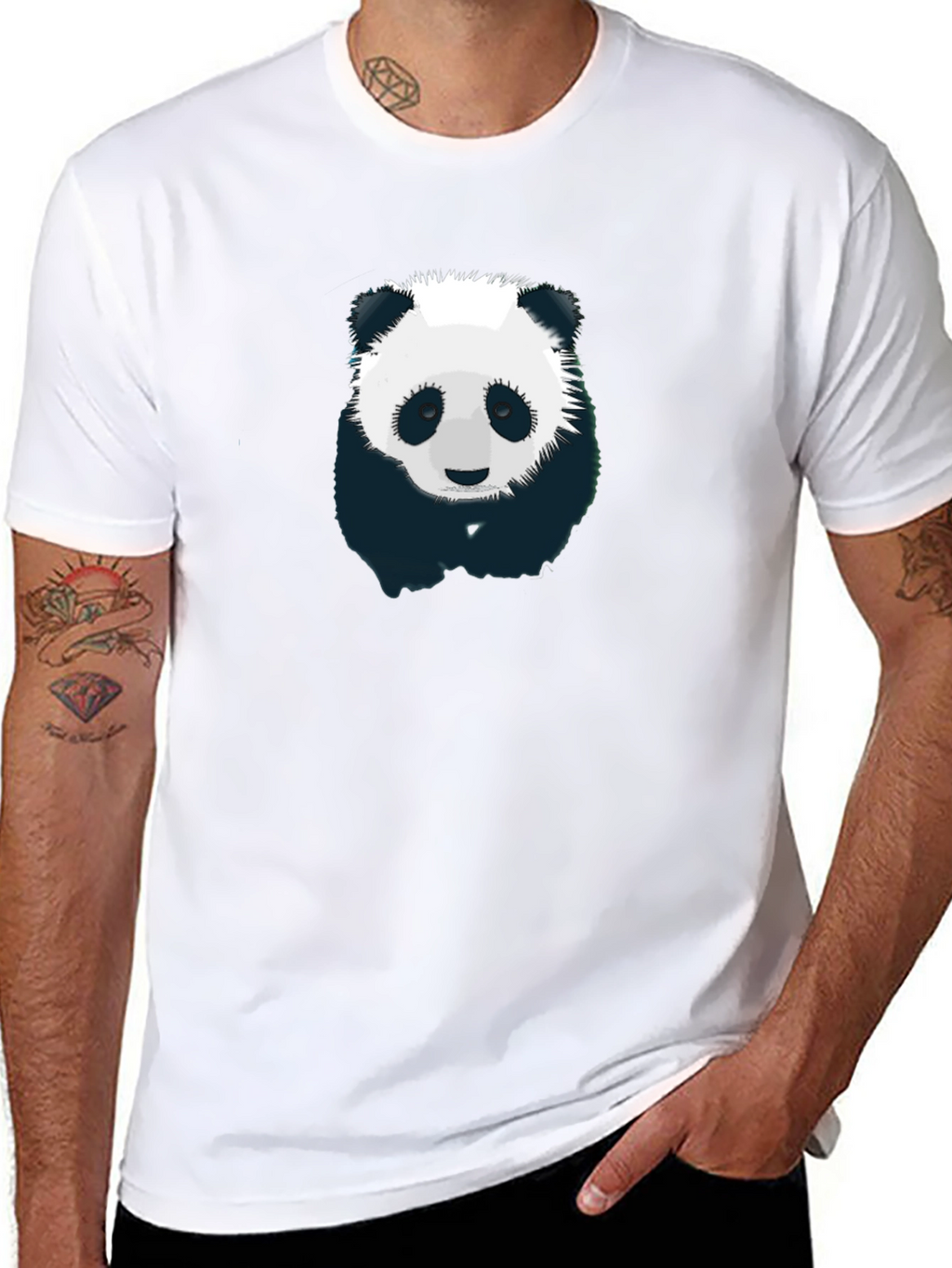 Panda Graphic T-Shirt - Mens Black Crew Neck