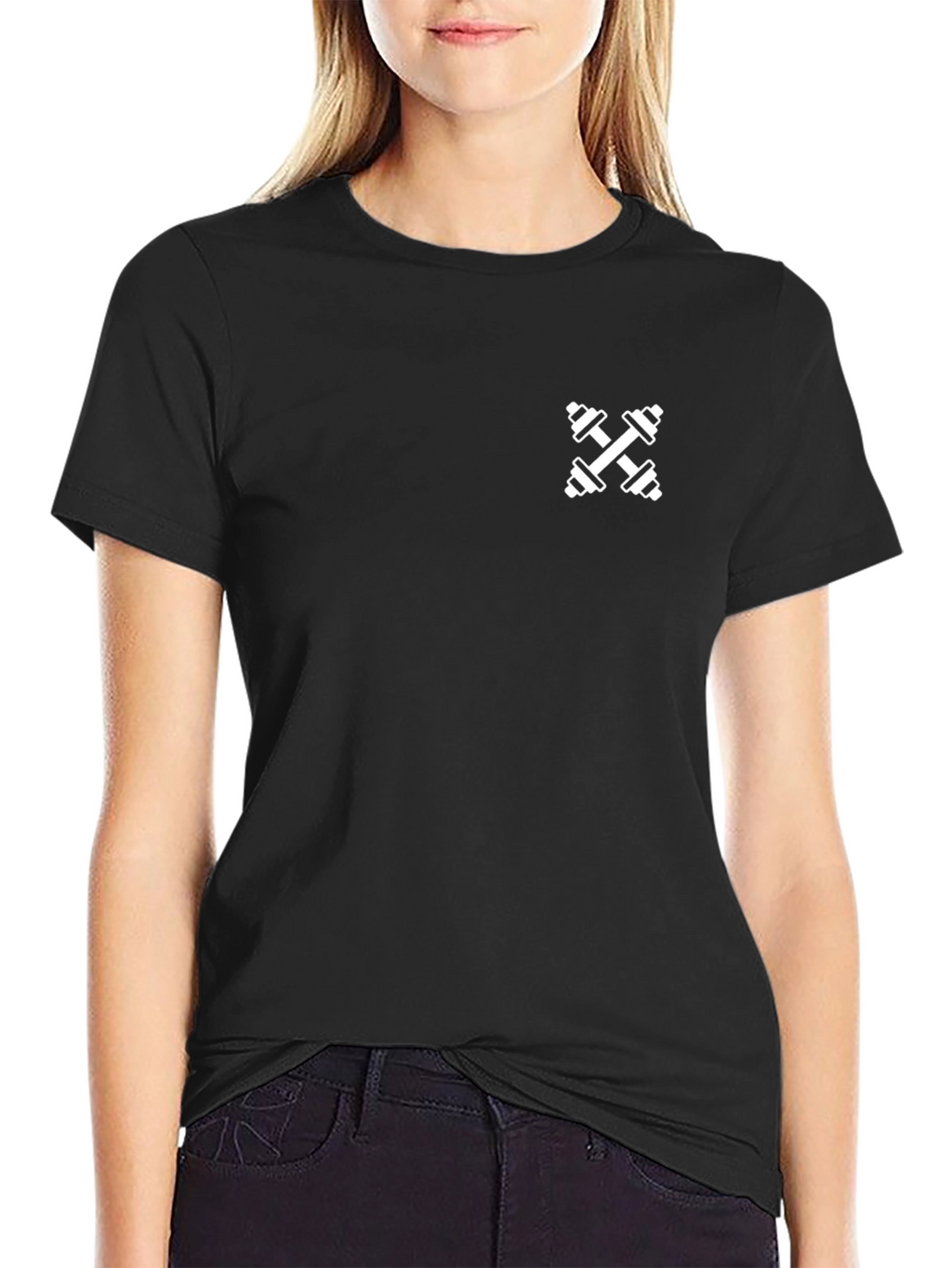 Mens Black Gym T-Shirt with Dumbbell Logo