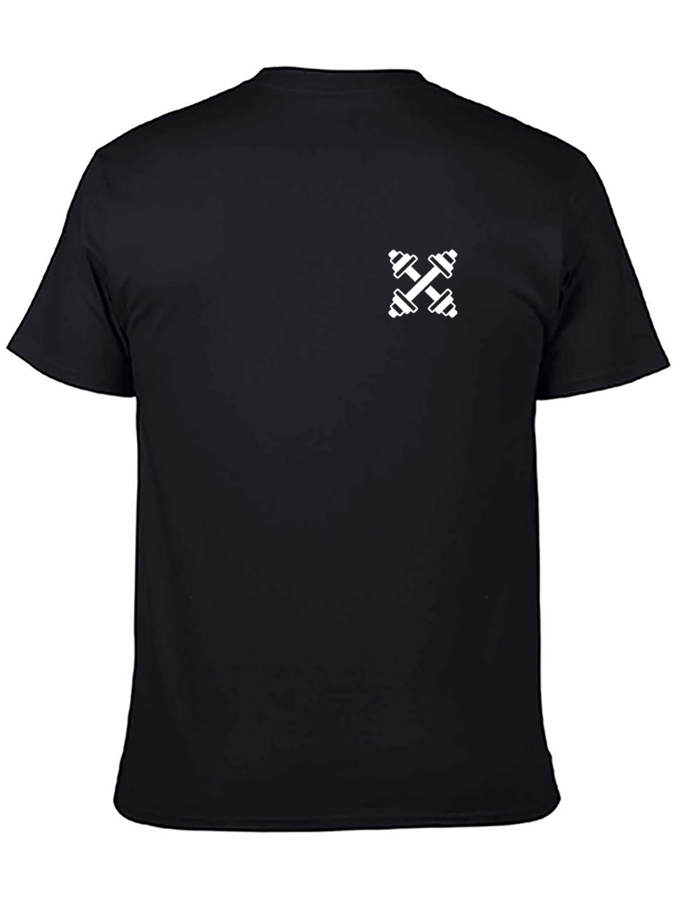 Mens Black Gym T-Shirt with Dumbbell Logo