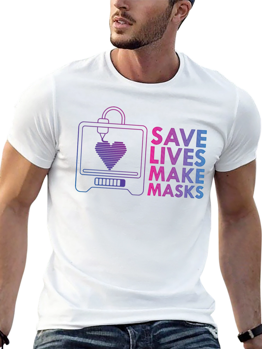 Save Lives Make Masks 3D Printer T-Shirt