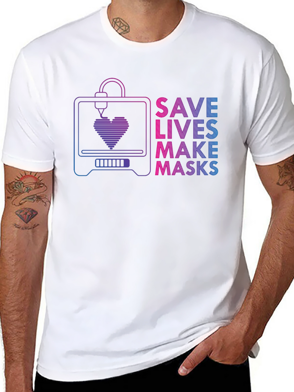 Save Lives Make Masks 3D Printer T-Shirt