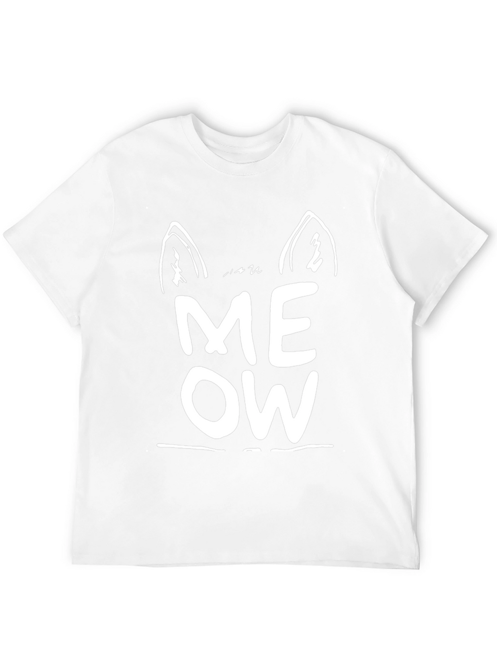 Meow Cat Ear Graphic Tee - Black Unisex T-Shirt