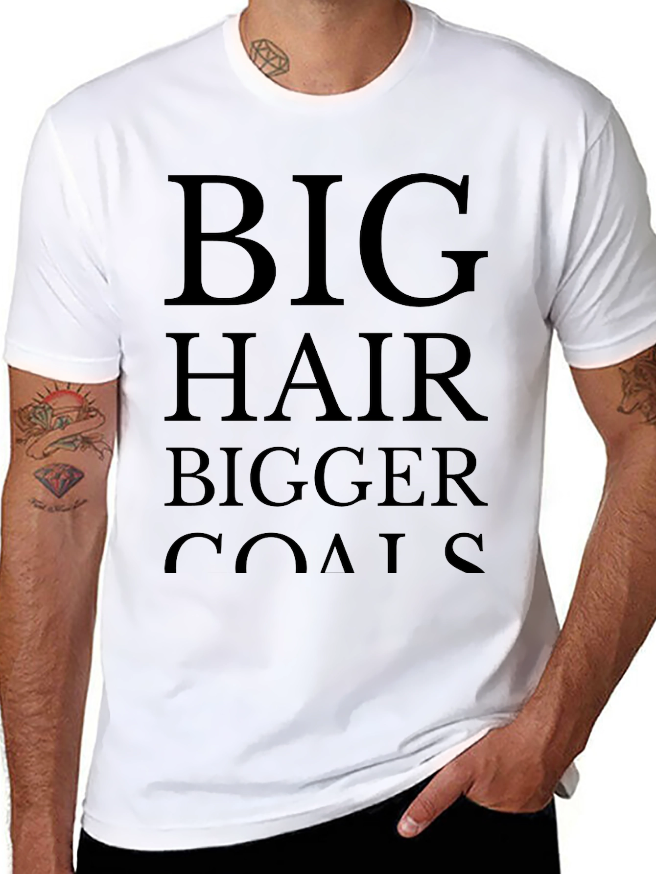 Big Hair Bigger Goals Black Graphic T-Shirt