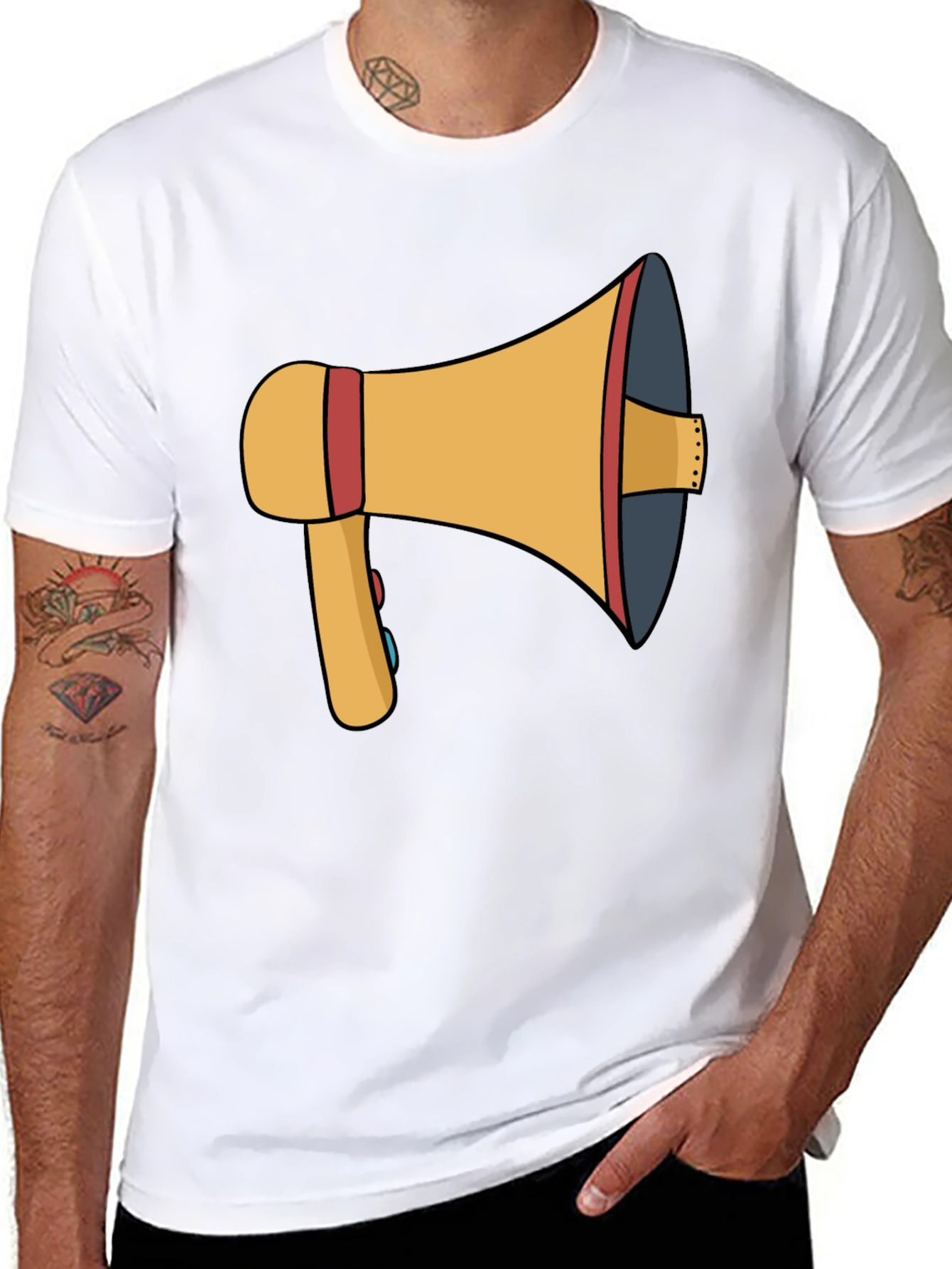 Megaphone Graphic Tee - Black Cotton T-Shirt