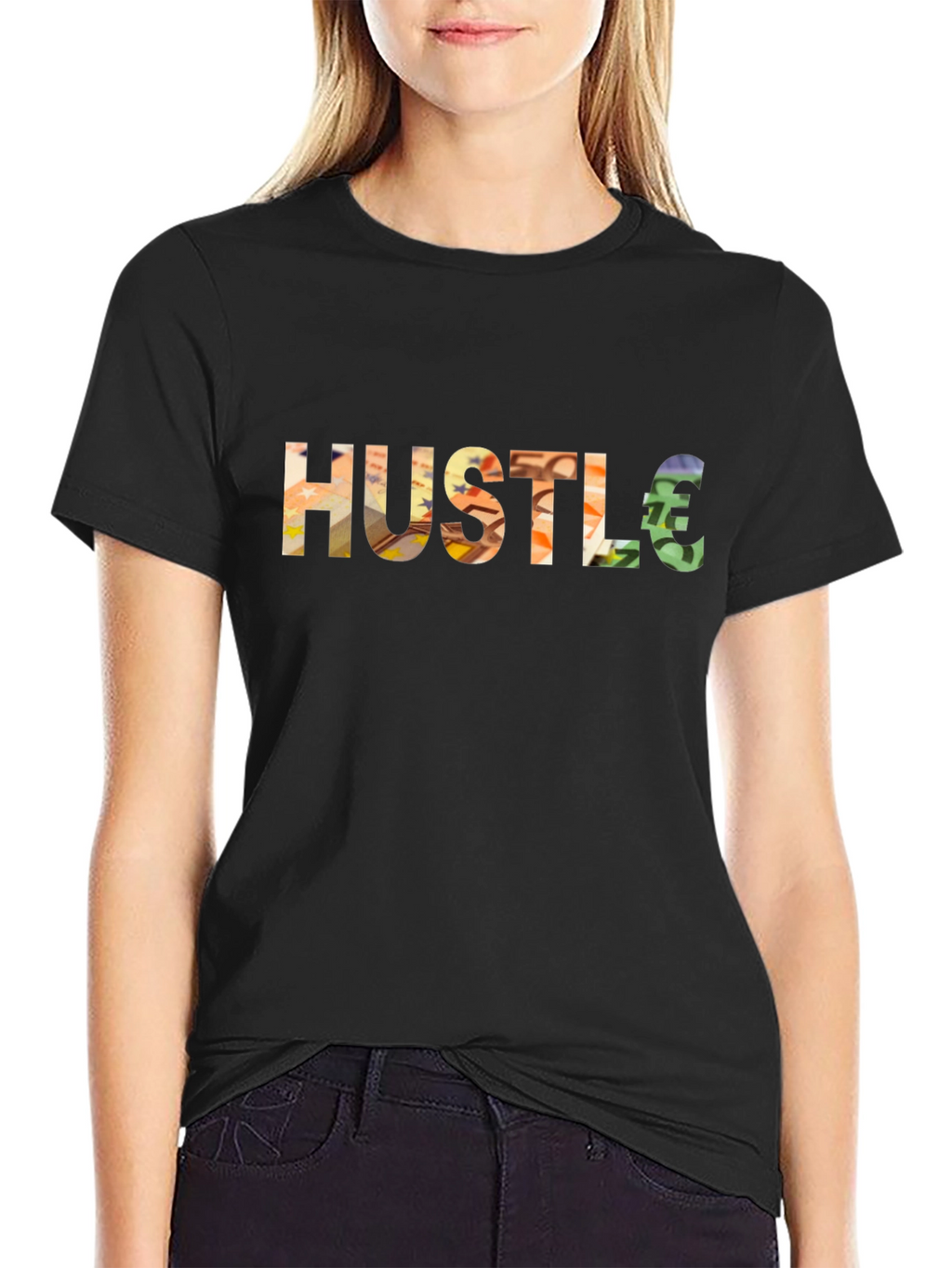 Hustle Euro Sign Graphic T-Shirt