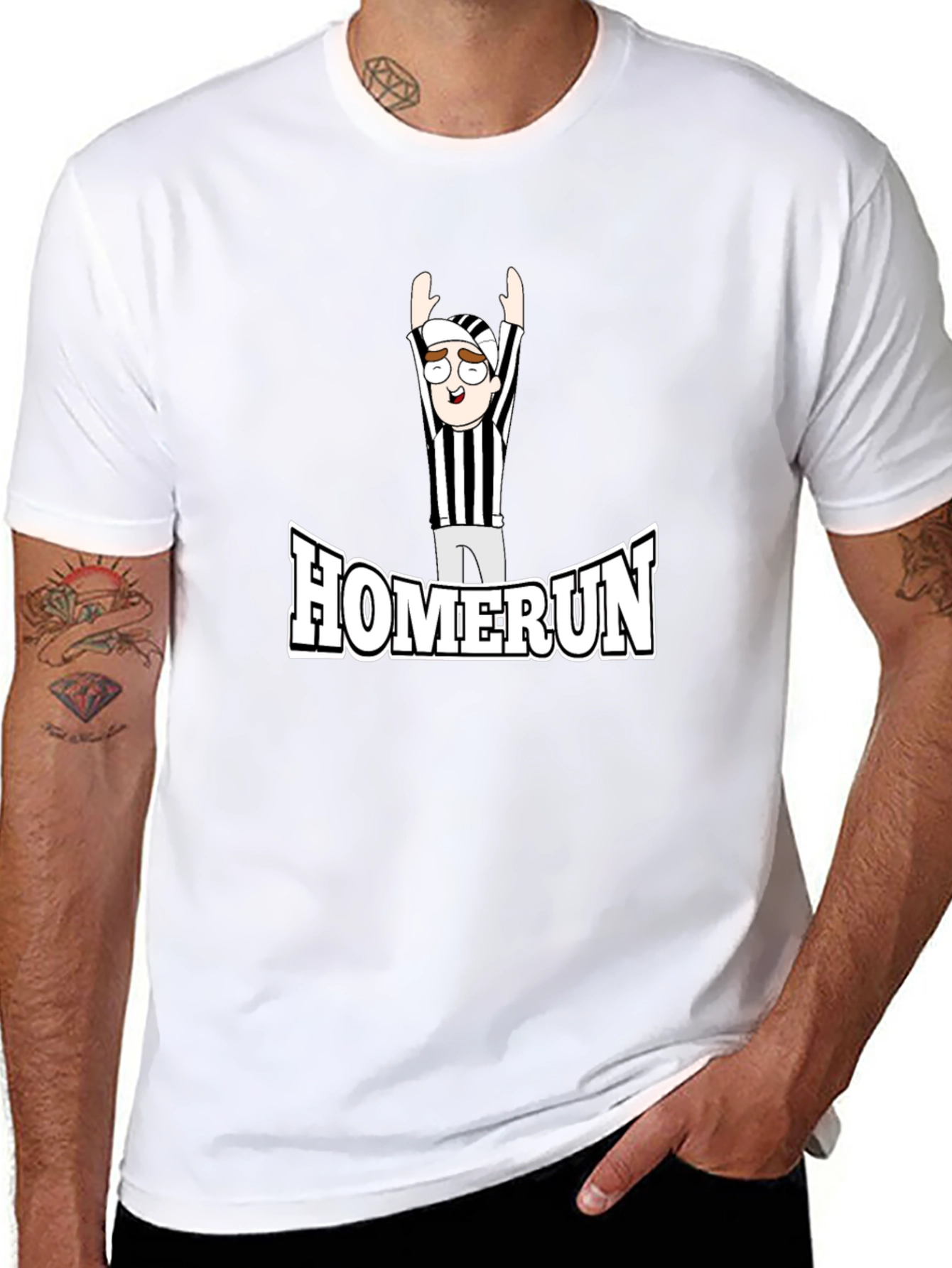 Homerun Referee Cartoon T-Shirt - Black