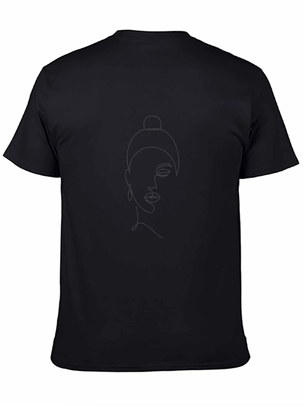Minimalist Woman Face Line Art Black T-Shirt