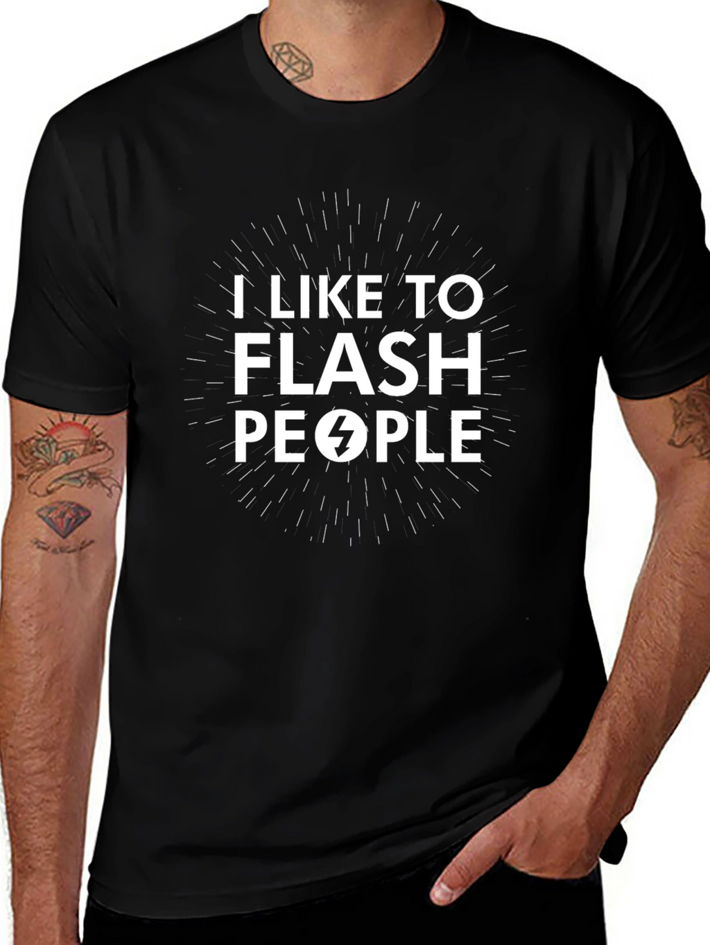 I Like To Flash People Black Graphic Tee