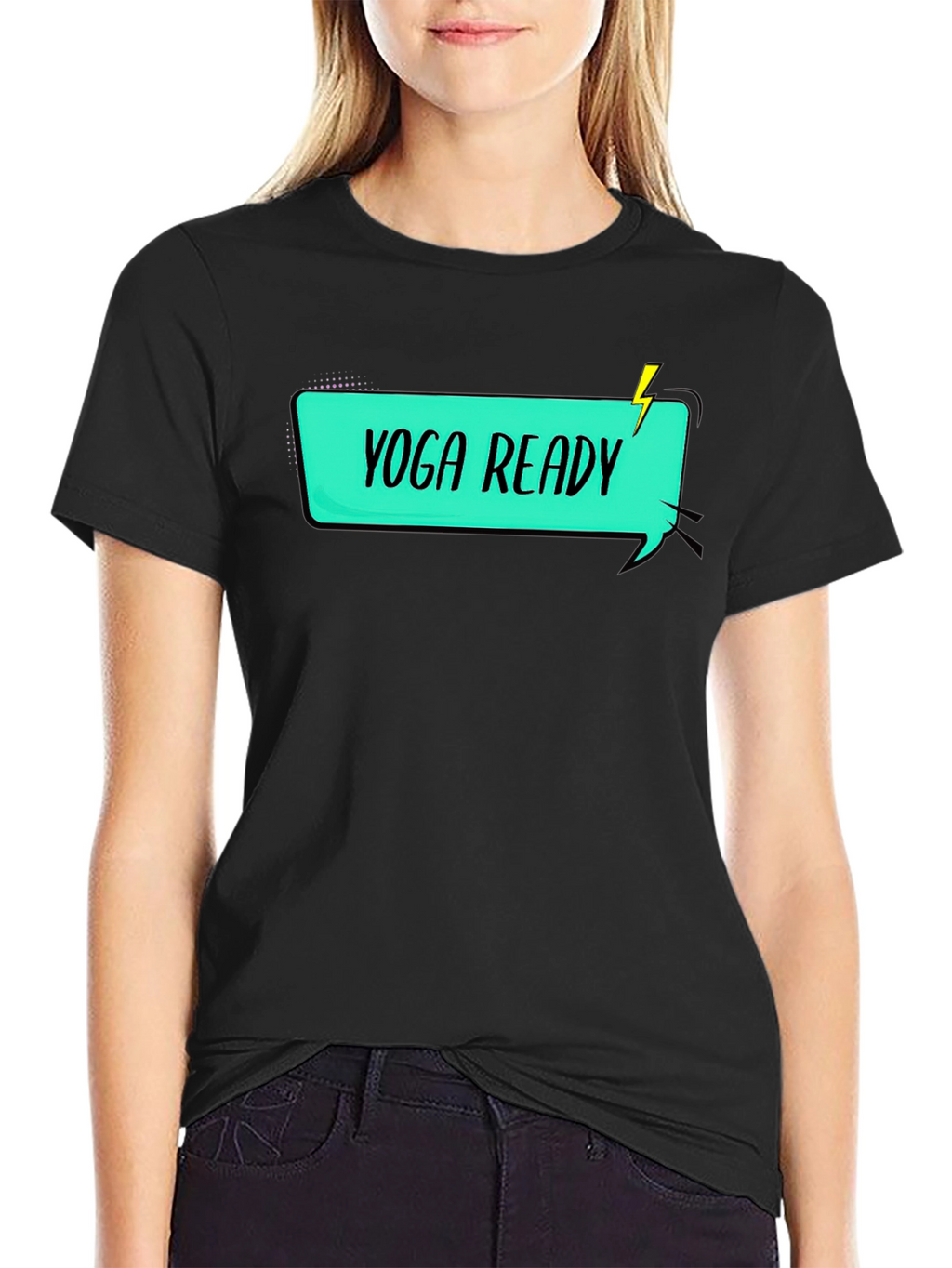 Yoga Ready Graphic Tee - Black Cotton T-Shirt