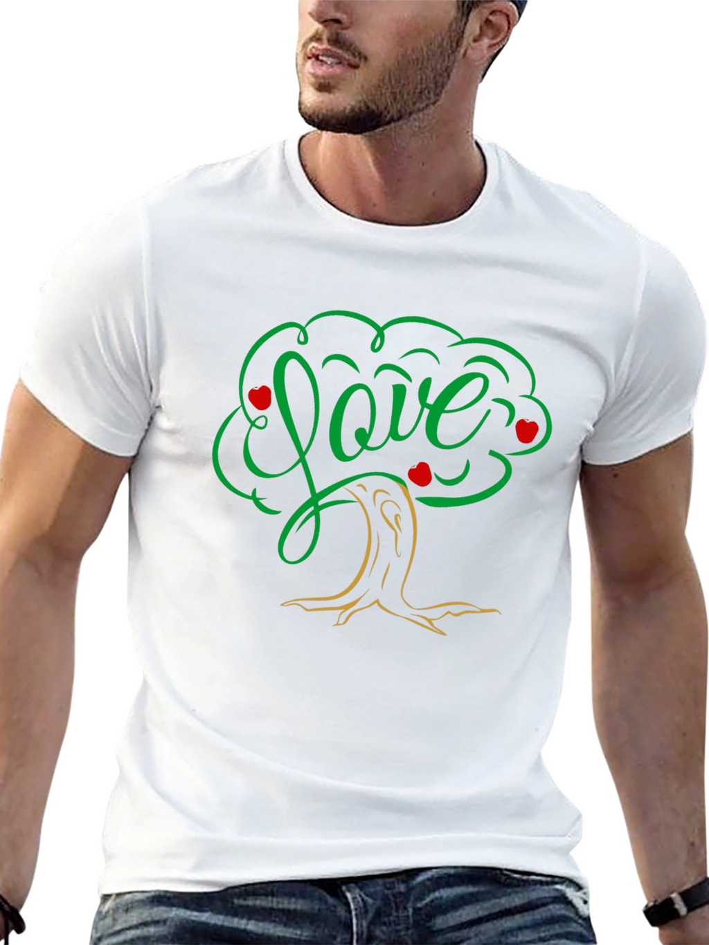 Love Tree Black T-Shirt: Heart & Nature Design