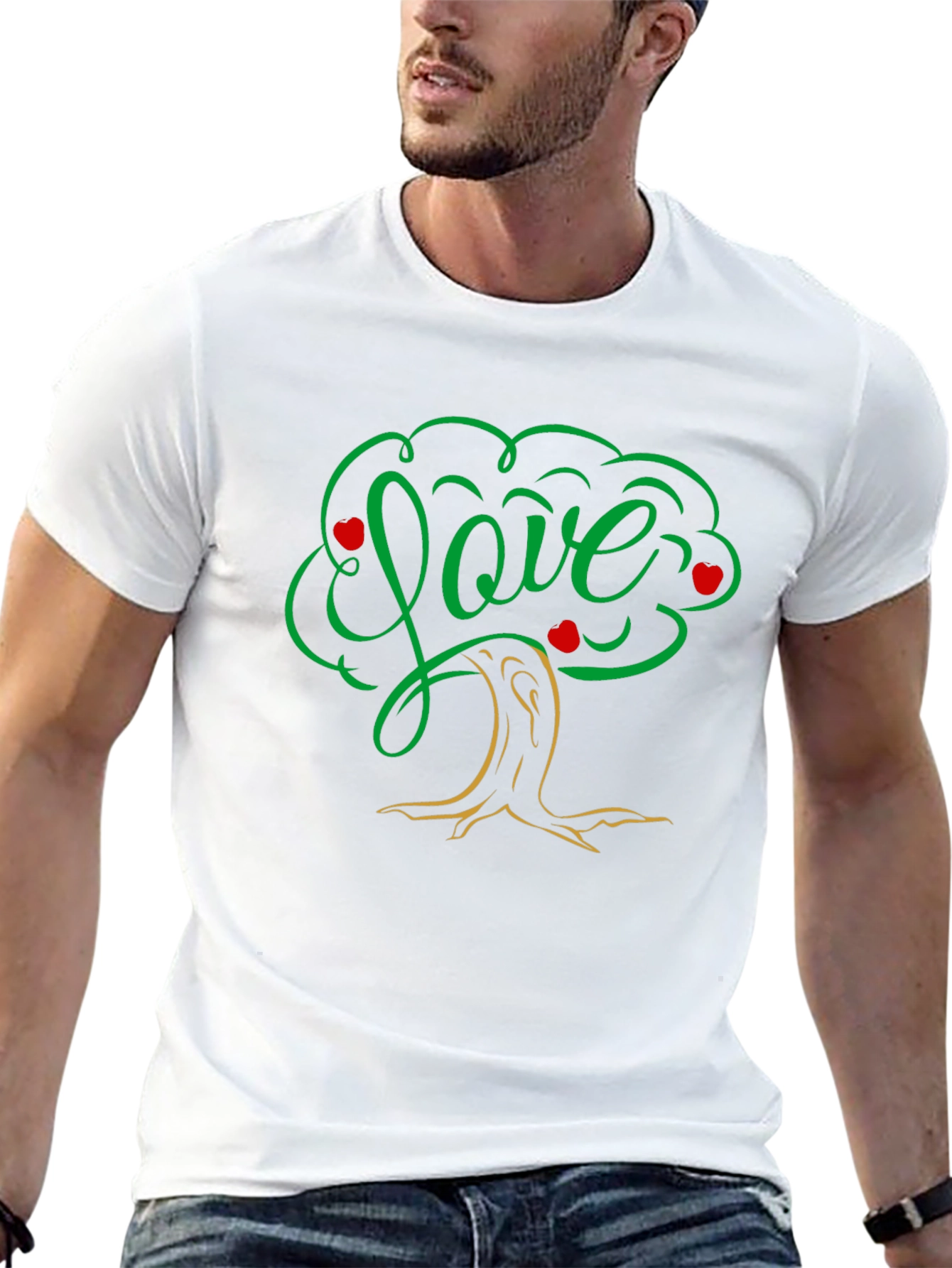 Love Tree Black T-Shirt: Heart & Nature Design