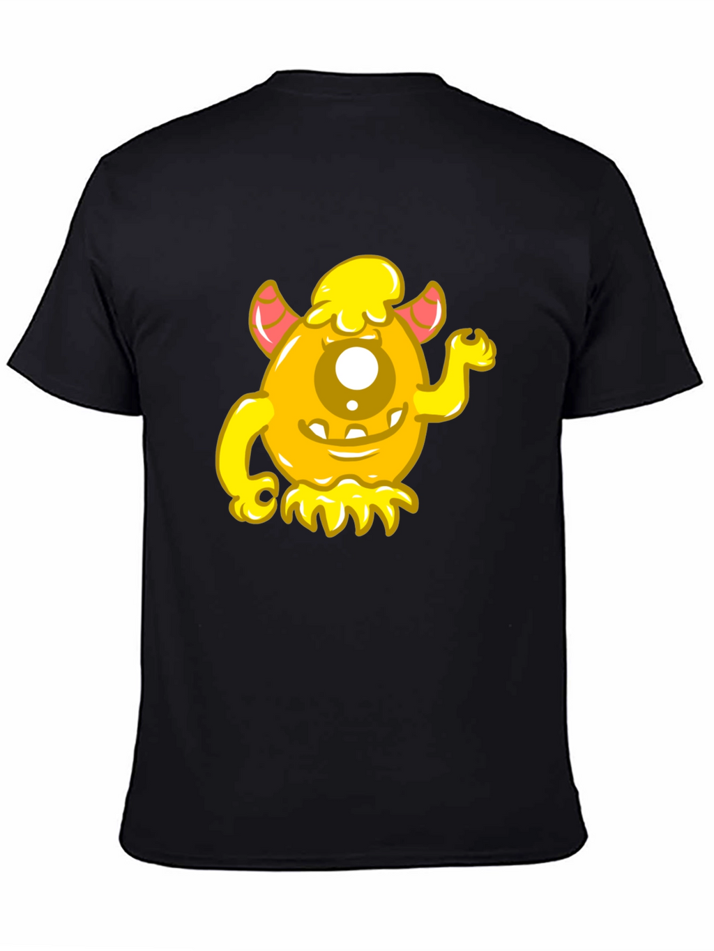 Funny Yellow Monster Graphic Tee - Black Cotton Shirt