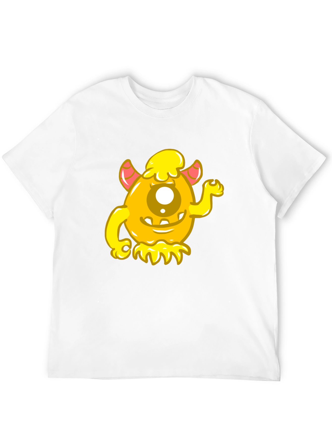Funny Yellow Monster Graphic Tee - Black Cotton Shirt