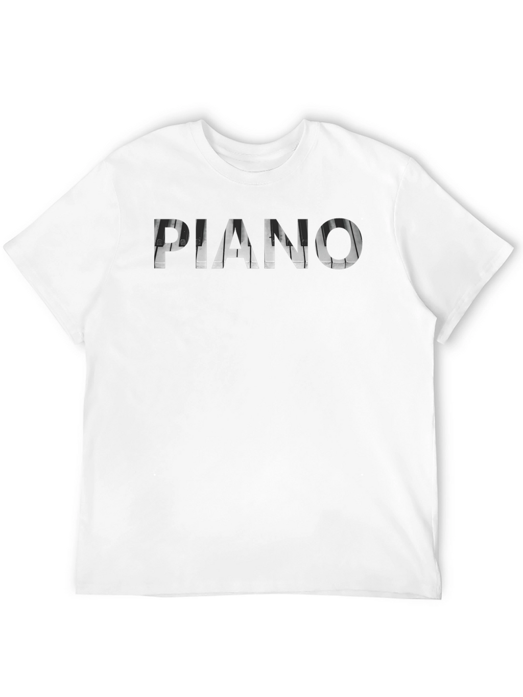 Piano Keys Typography Black T-Shirt