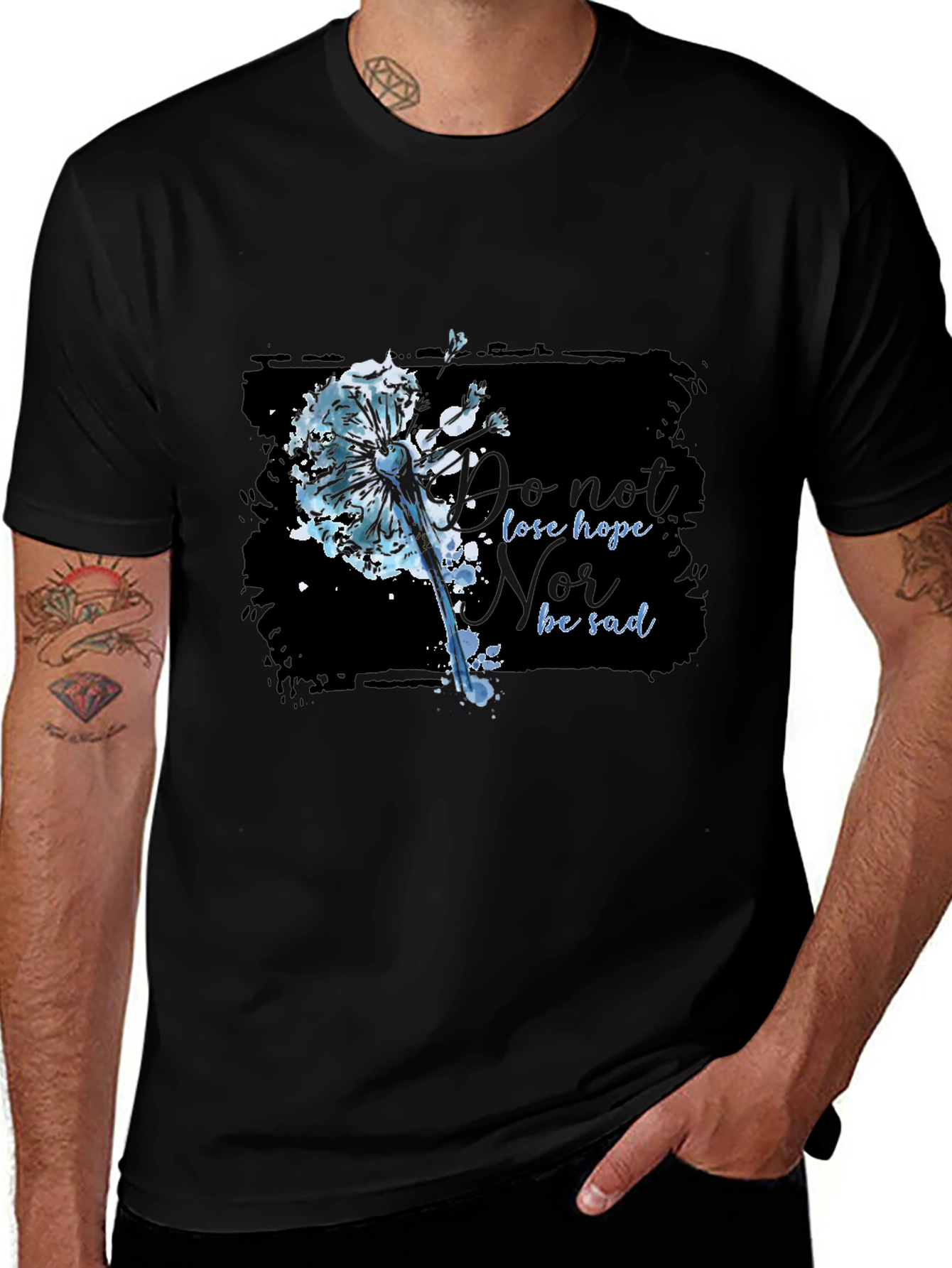 Dandelion Hope Graphic Black T-Shirt