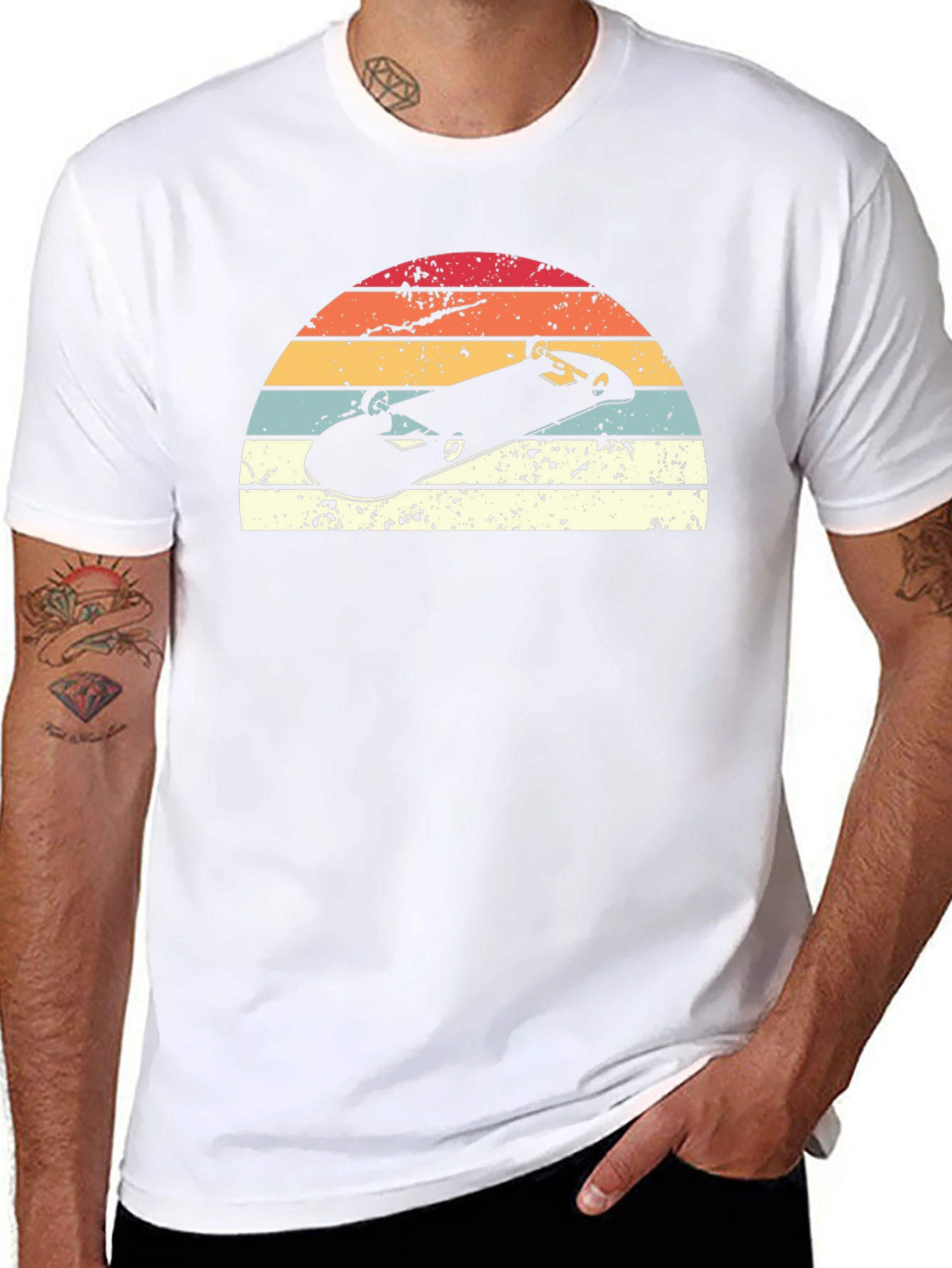 Retro Skateboard Sunset Graphic T-Shirt