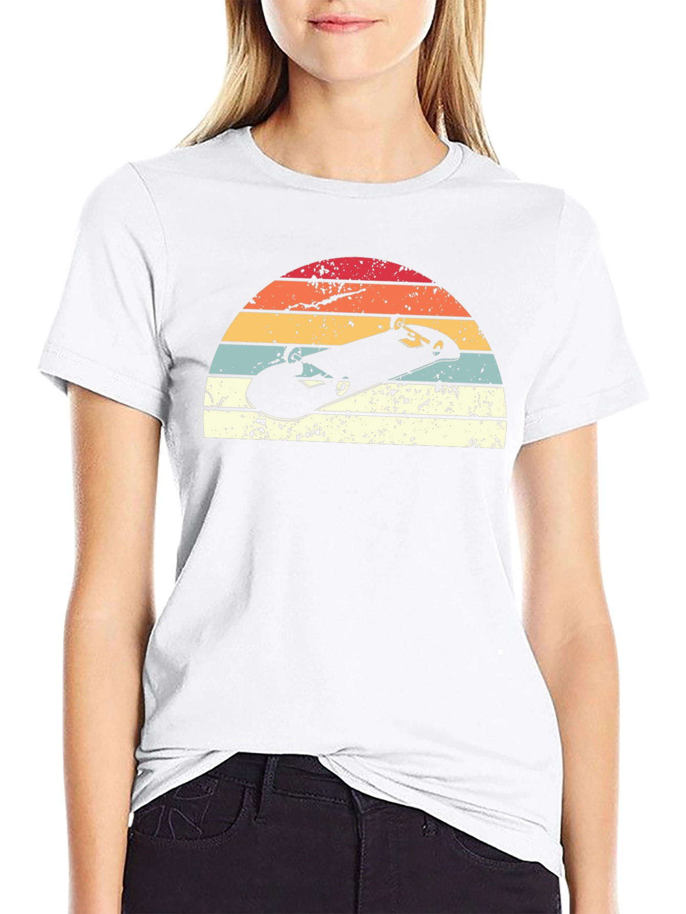 Retro Skateboard Sunset Graphic T-Shirt