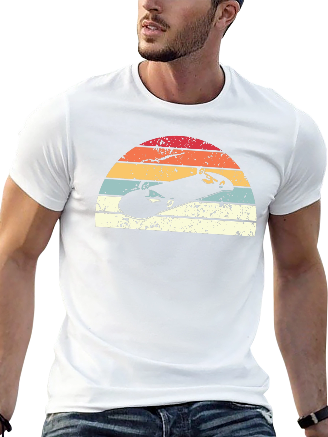 Retro Skateboard Sunset Graphic T-Shirt