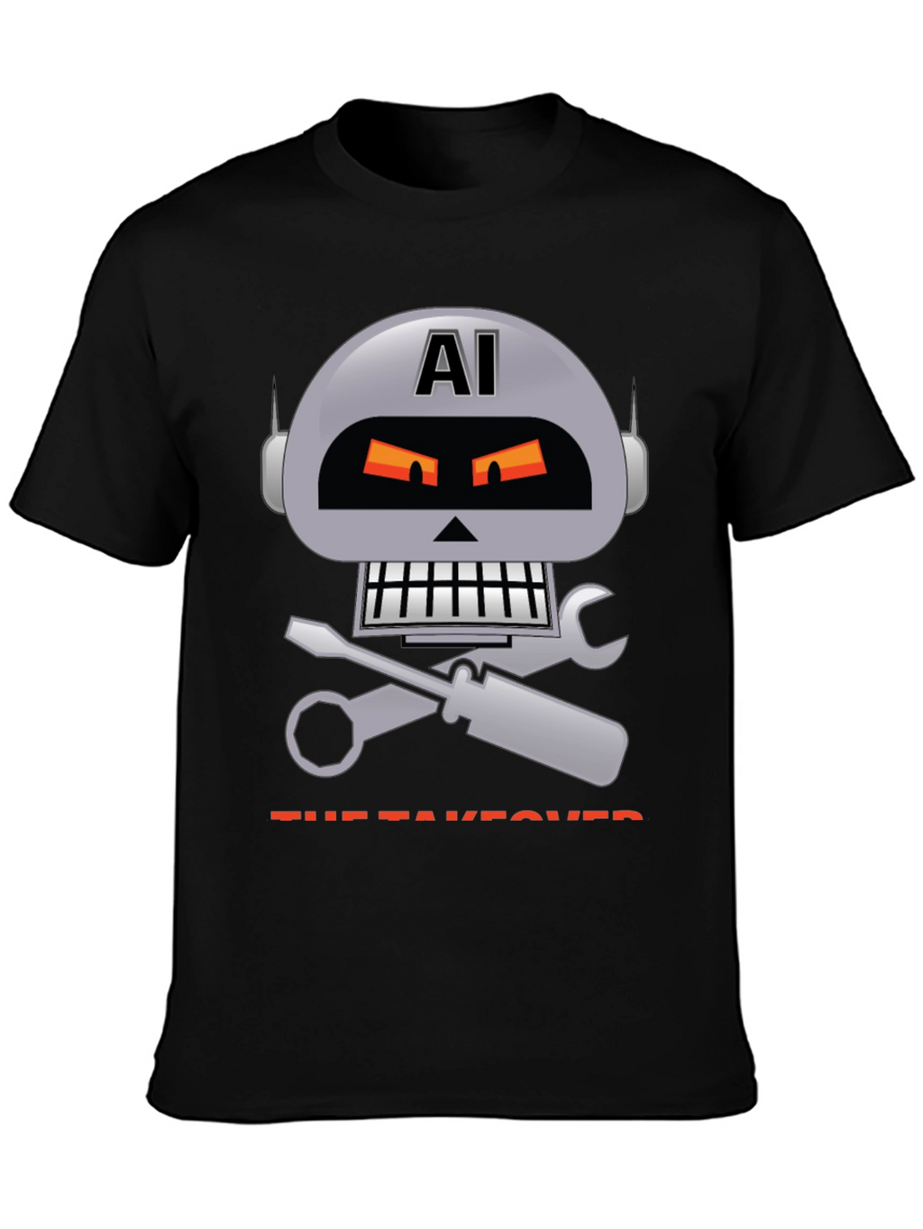 AI Robot Takeover Graphic T-Shirt - Mens Black Tee