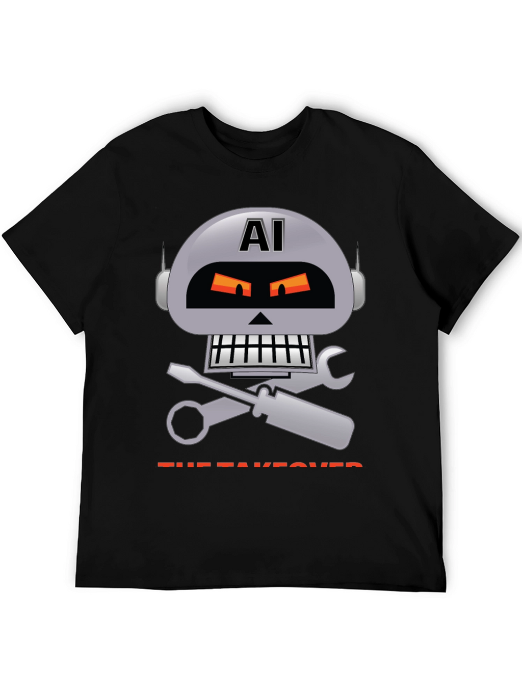 AI Robot Takeover Graphic T-Shirt - Mens Black Tee