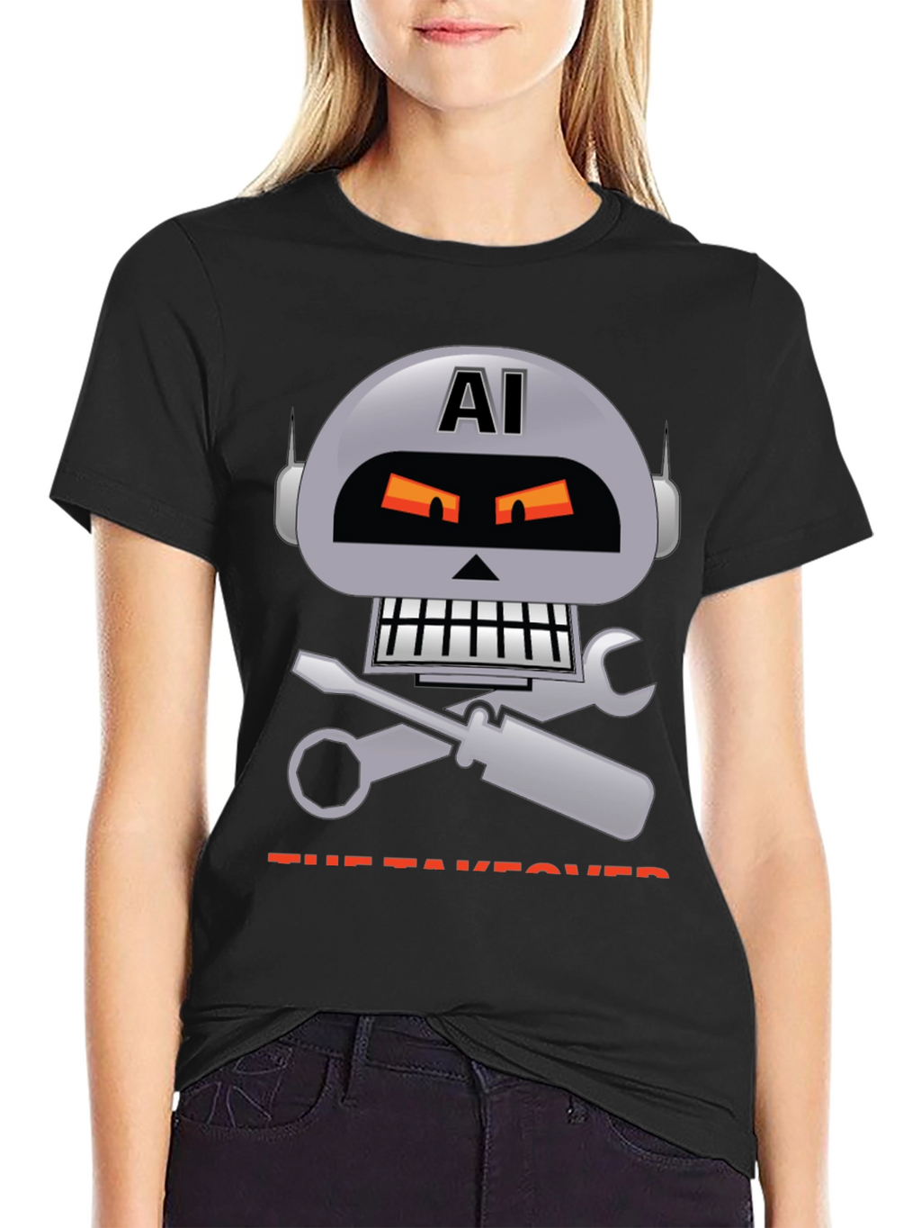 AI Robot Takeover Graphic T-Shirt - Mens Black Tee