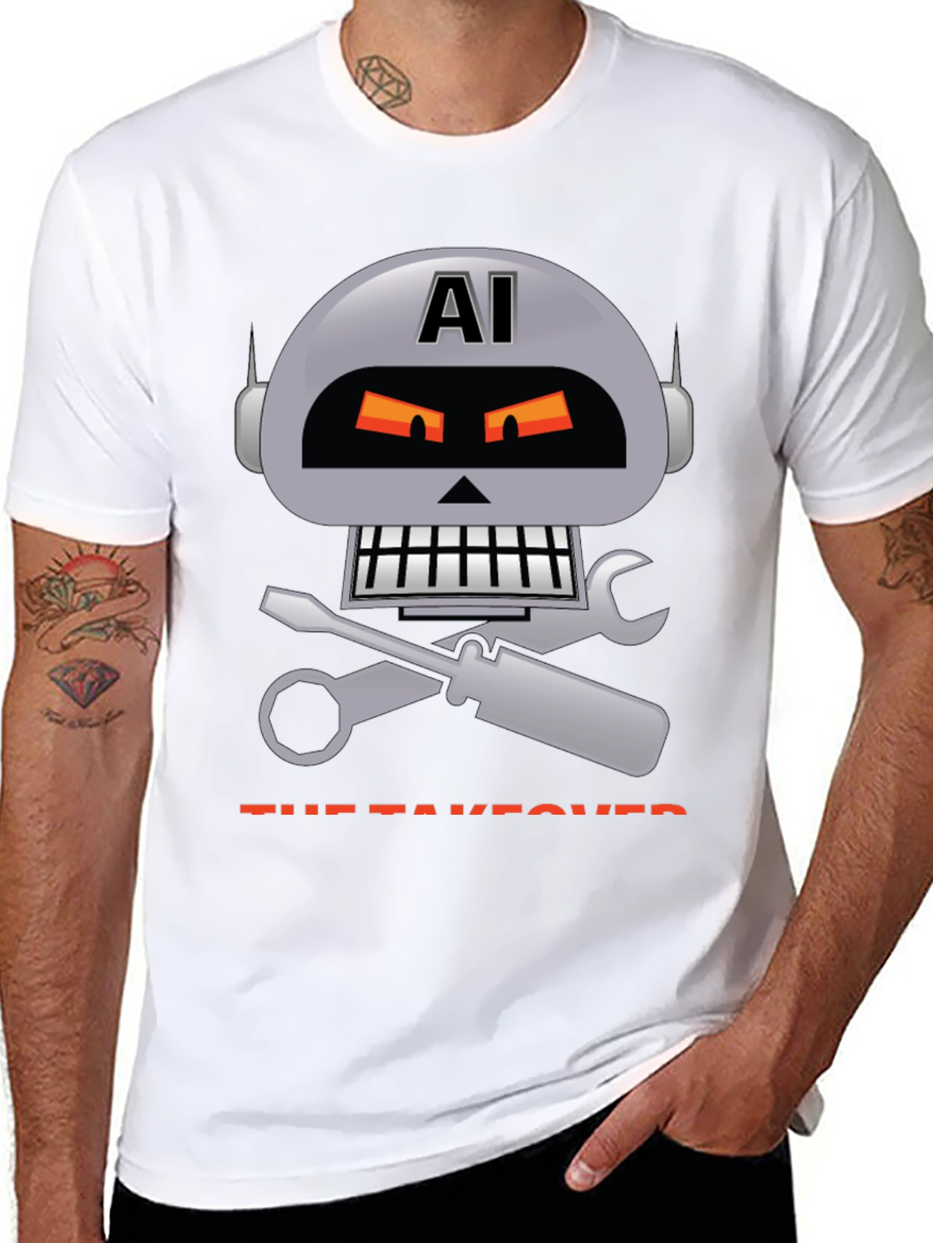 AI Robot Takeover Graphic T-Shirt - Mens Black Tee