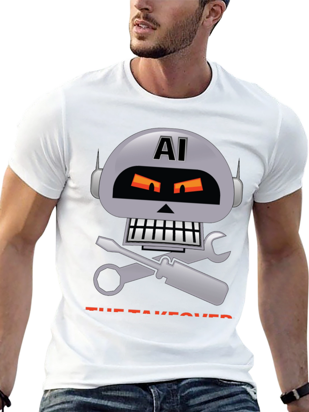 AI Robot Takeover Graphic T-Shirt - Mens Black Tee