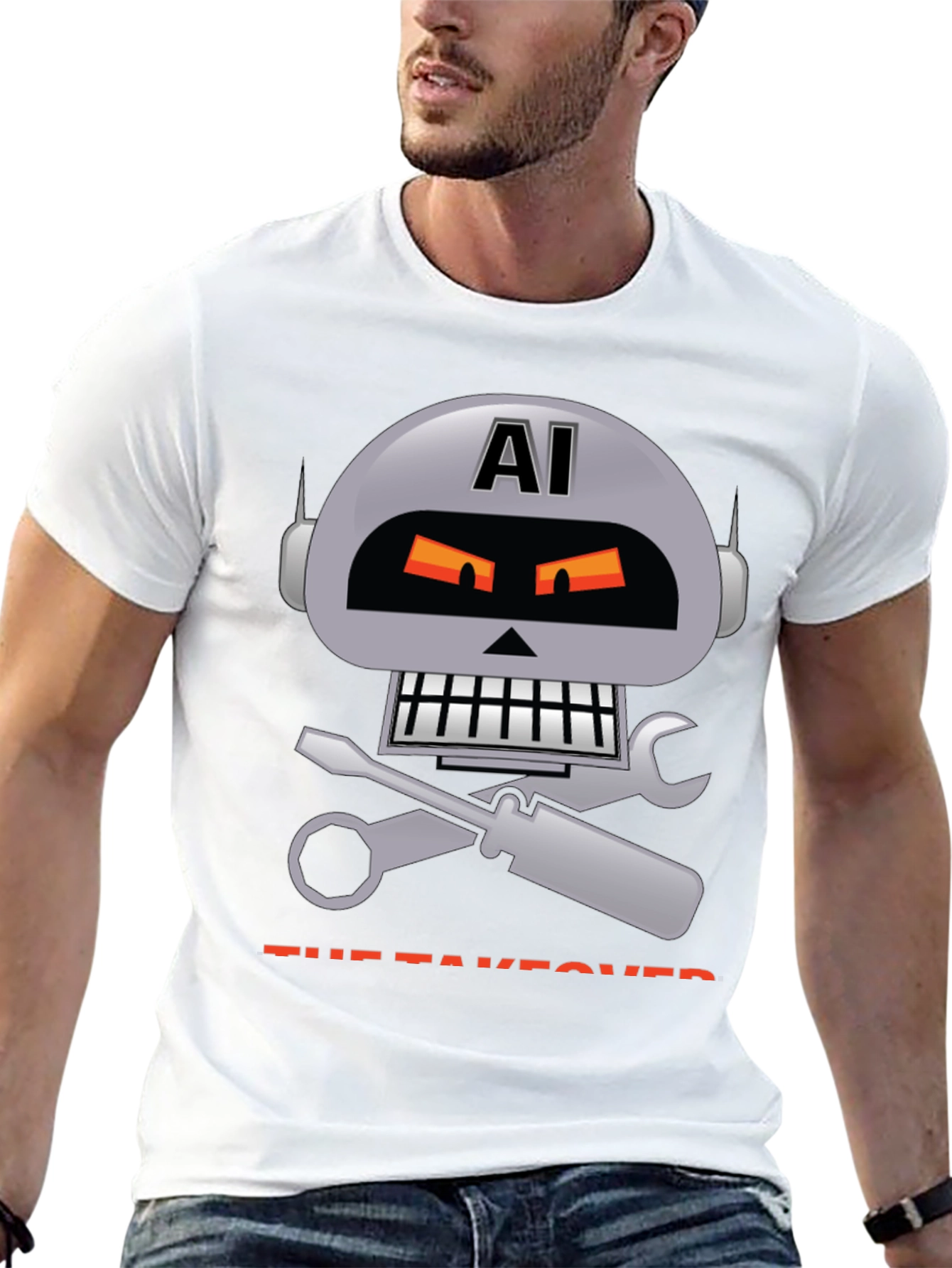 AI Robot Takeover Graphic T-Shirt - Mens Black Tee